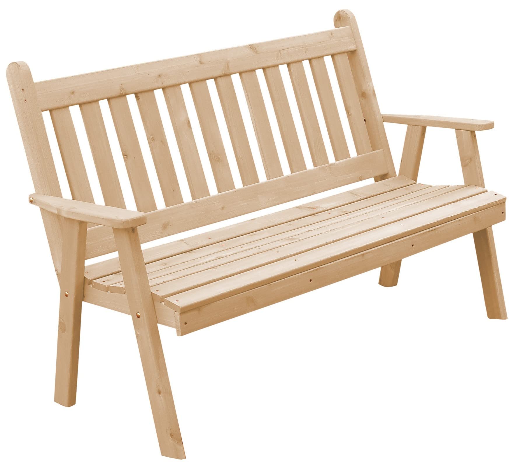 Pine 4' Traditional English Garden Bench - Unfinished Wood Furniture for Outdoor Patio, Garden & Yard Decor | Furniture Barn USA