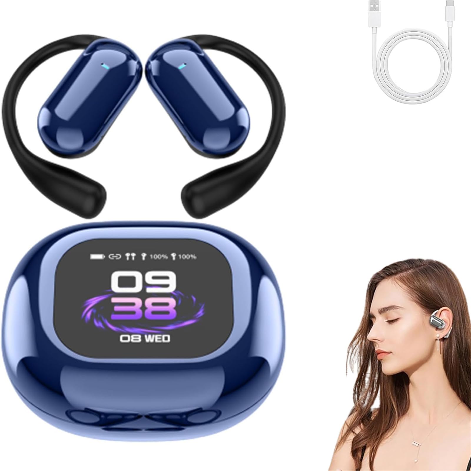 Vylaras AI Translator Earbuds - Wireless Bluetooth Earbuds with Real-Time Translation (Royal Blue) - Perfect for Travel, Business Meetings & Language Learning