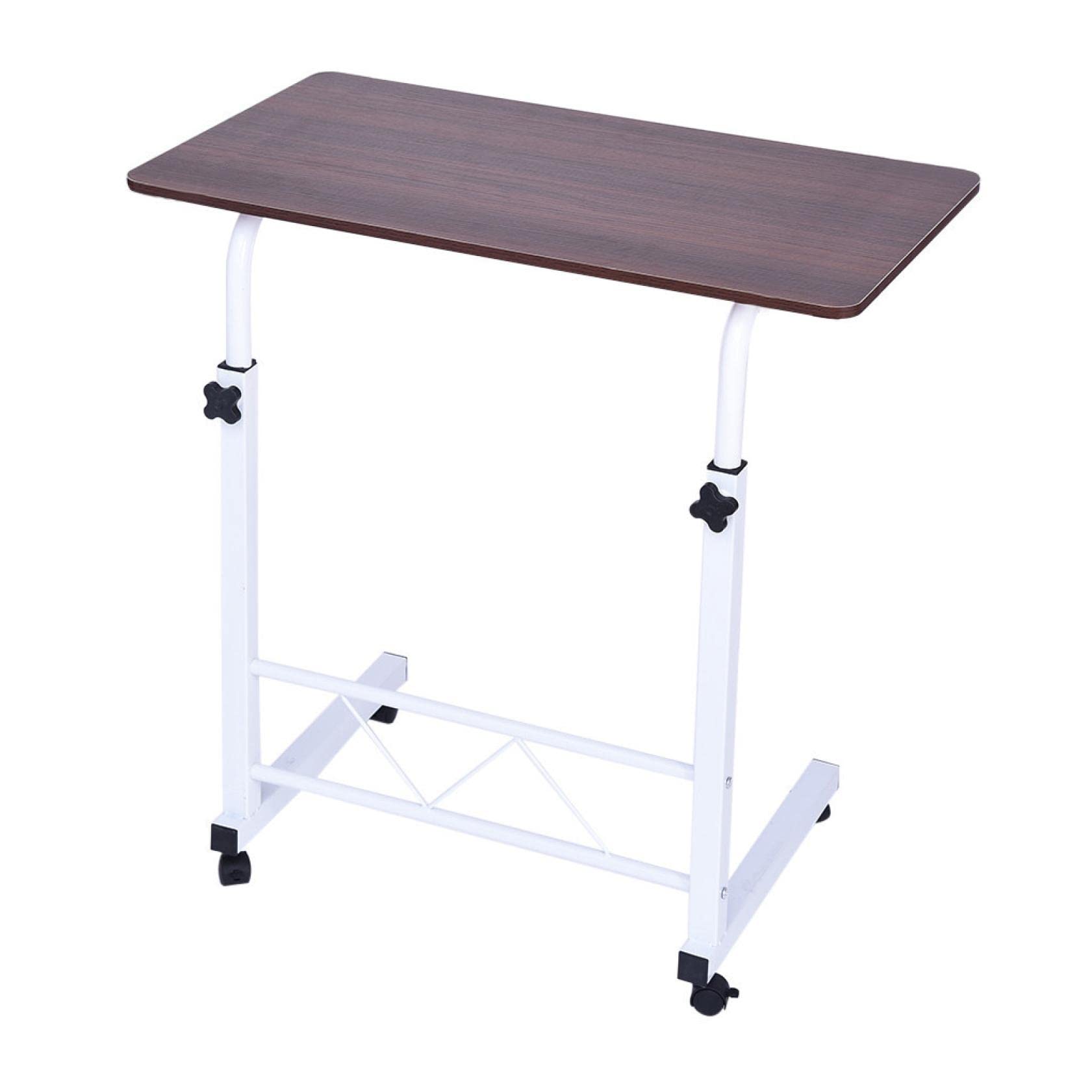 Adjustable Height Rolling Bedside Table with Wheels - Mobile Laptop Desk for Bed, Sofa & Home Office - Overbed Table with Lift Mechanism (80x40cm, Red) - Perfect for Working, Reading & Dining in Bed