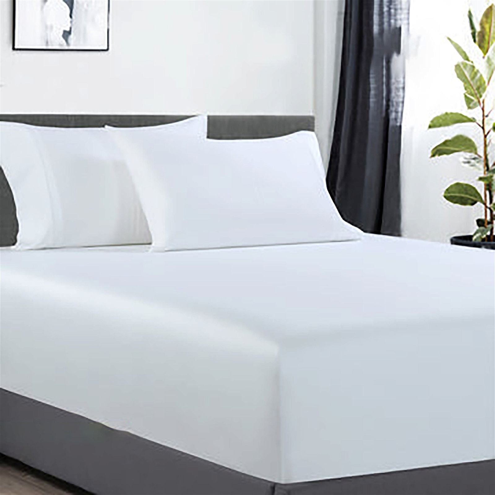 400 Thread Count Bamboo Cotton Fitted Sheet Set - Single Size, White - Includes 1 Fitted Sheet & 2 Pillowcases - Ultra Soft & Breathable for Comfortable Sleep