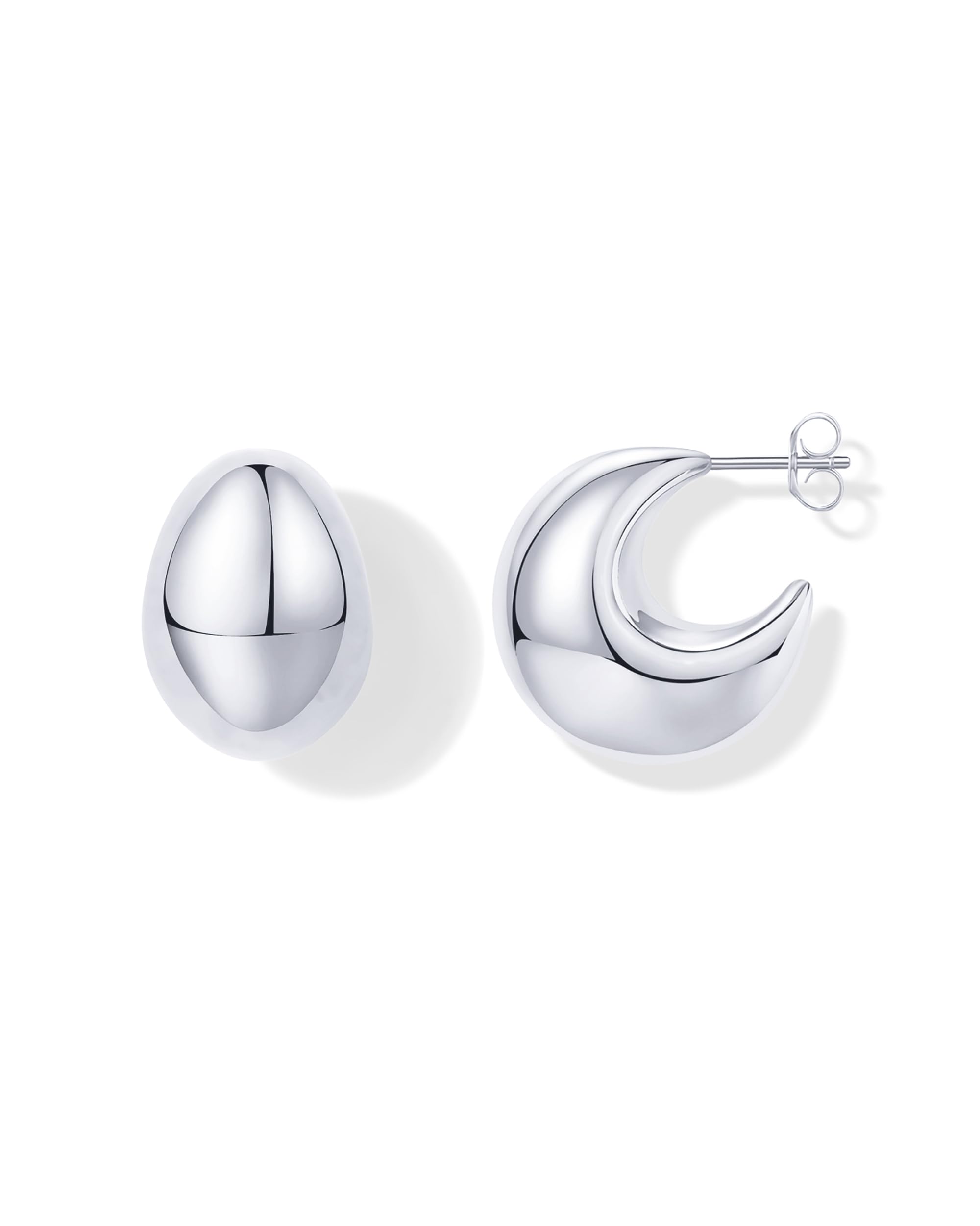 PAVOI 14K Gold Plated Sterling Silver Geometric Dome Teardrop Drop Dangle Hoop Earrings for Women - Chunky Statement Earrings | Perfect for Parties, Weddings & Evening Events