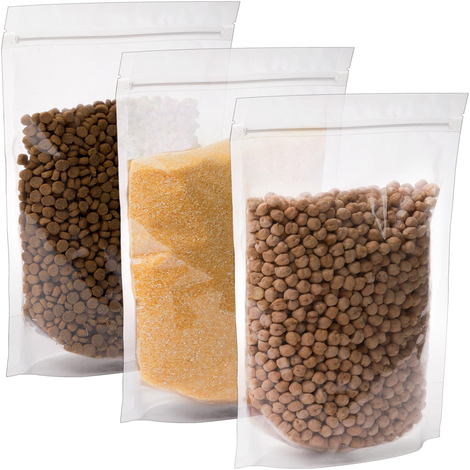 Kingrol 100 Count 7 x 10.25 Inch Clear Stand Up Resealable Zipper Food Storage Bags - Heat Sealable Packaging Pouches for Snacks, Coffee, Nuts & Dry Goods | Perfect for Home, Office & Commercial Use