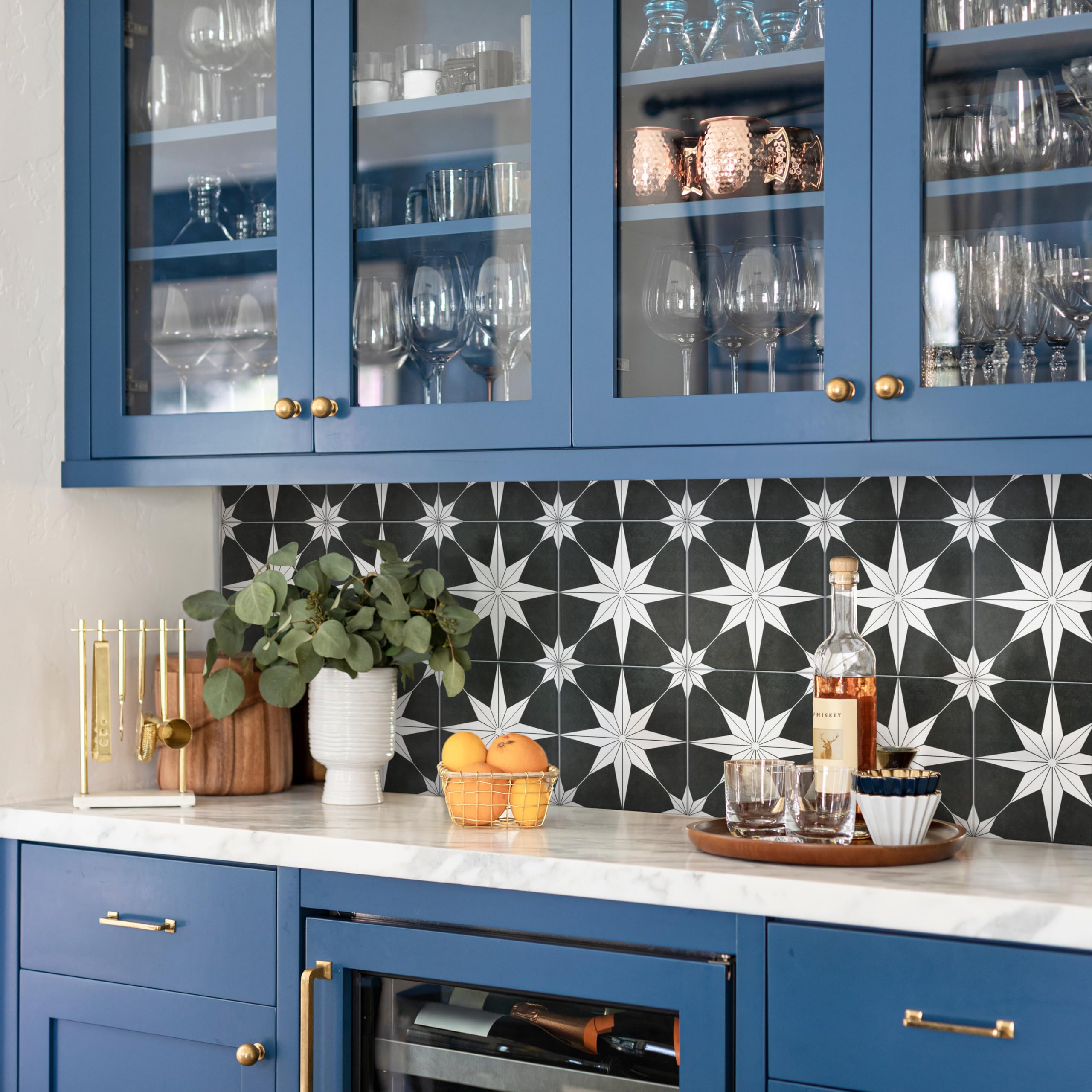 Merola Tile Stella Night 9.75x9.75 Inch Porcelain Floor & Wall Tile - Perfect for Bathroom, Kitchen Backsplash & Shower Walls