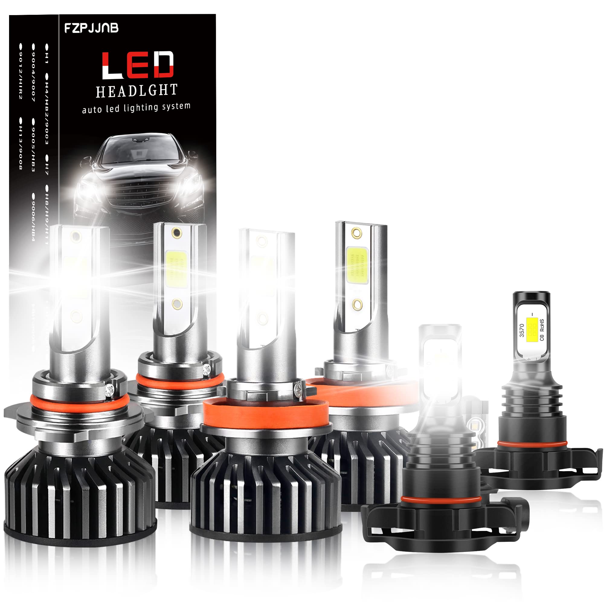 **9005+H11 LED Headlight Bulbs & 5202 LED Fog Light Bulbs Combo for Chevy Silverado 1500/2500/3500 HD (2007-2015) – Super Bright Conversion Kit (6-Pack) – Perfect for Night Driving & Off-Road Adventures**