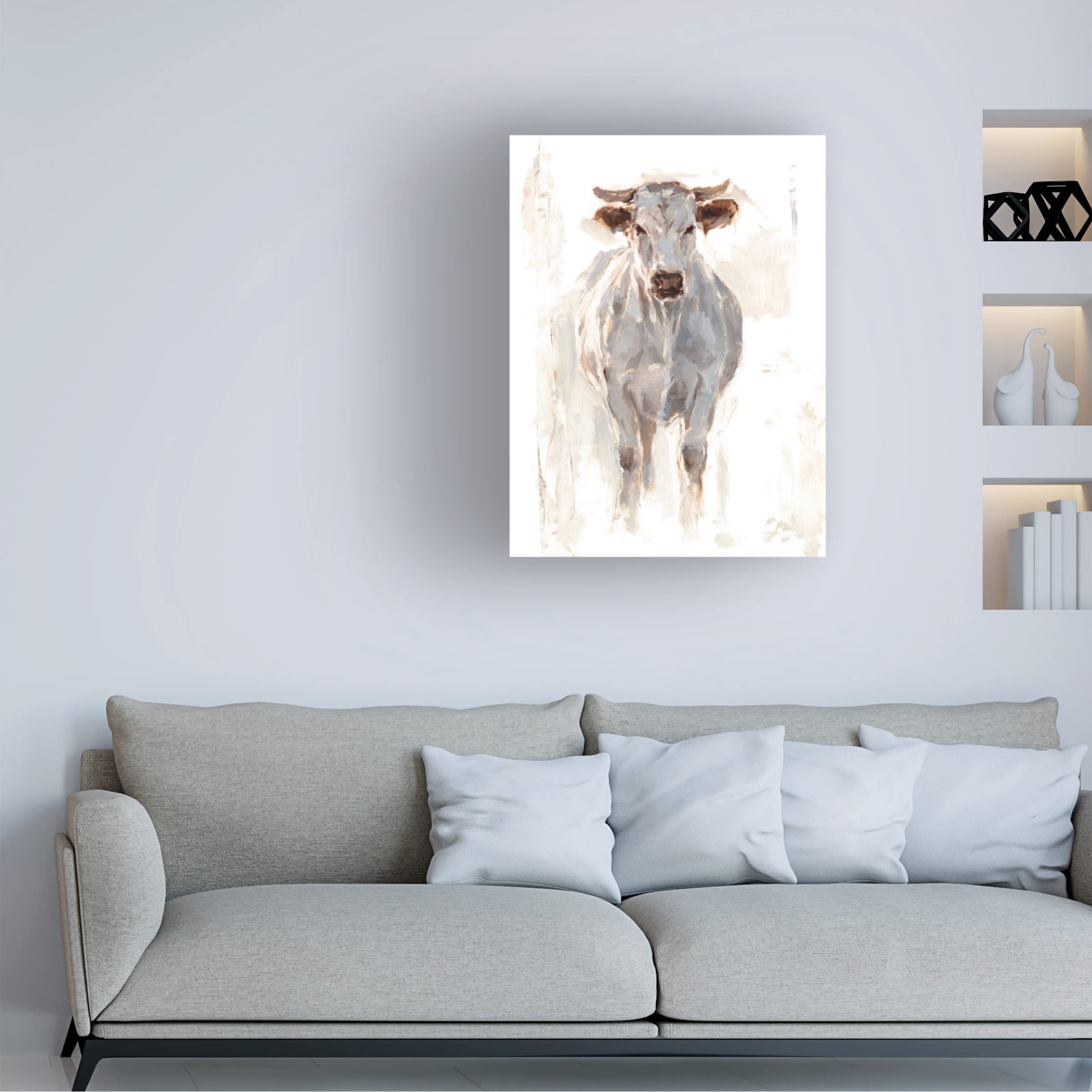 Ethan Harper 'Sunlit Cows I' Canvas Wall Art Print - Farmhouse Animal Painting for Living Room, Bedroom & Office Decor