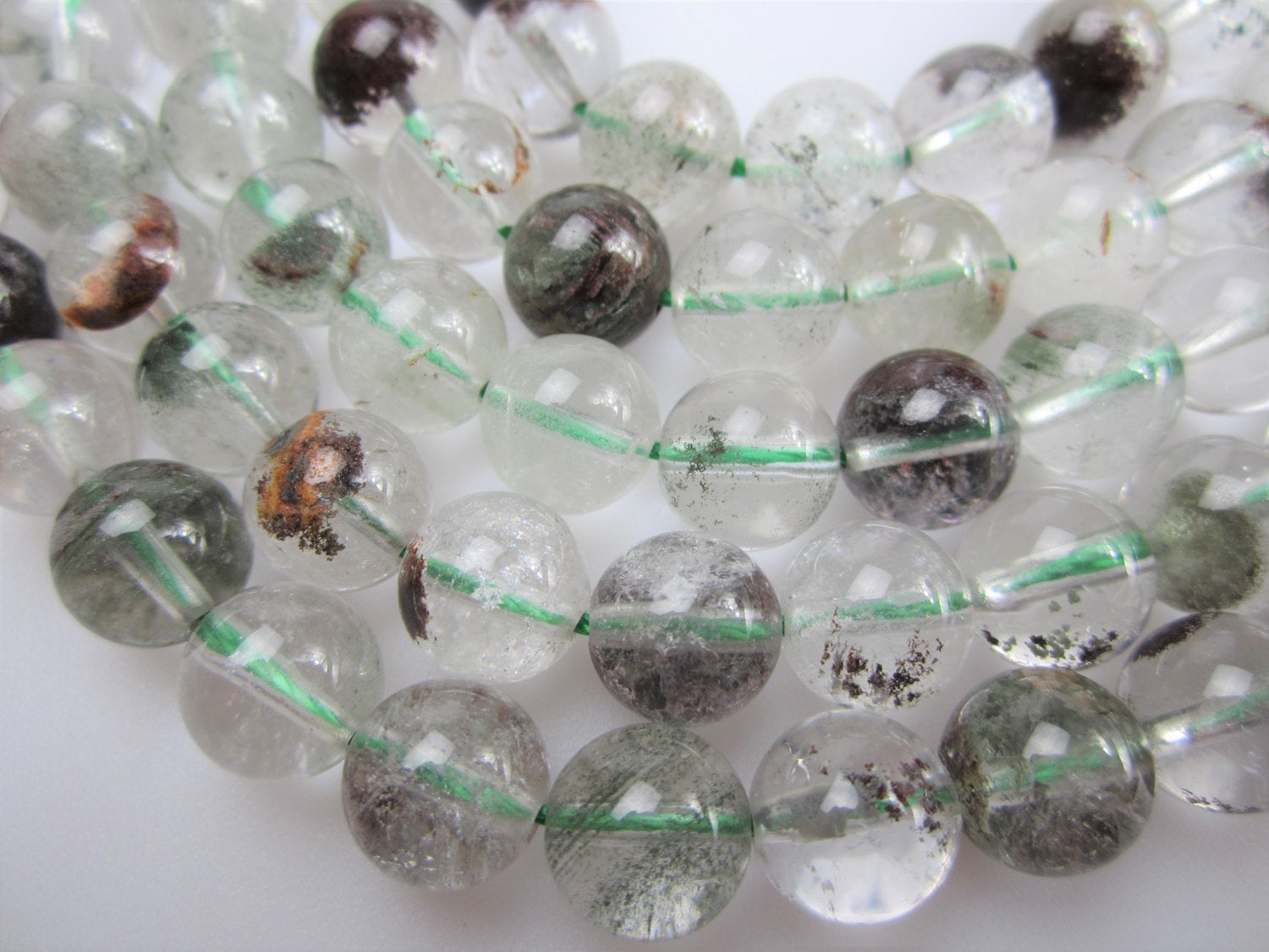 Garden Quartz Smooth Round Beads - 4mm 7mm 9mm 10mm 12mm 15.5mm Strand for Jewelry Making, DIY Crafts & Healing Crystal Bracelets