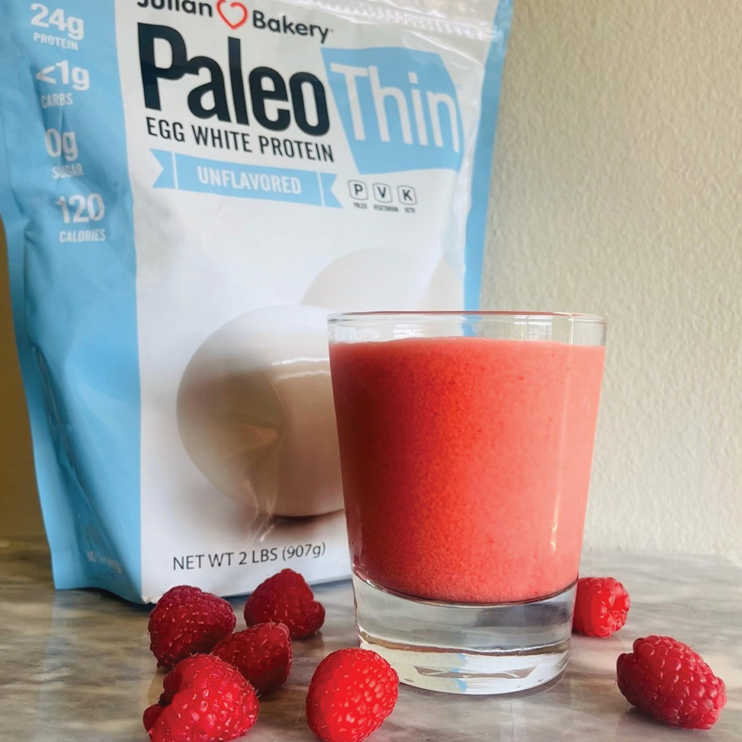 Julian Bakery Paleo Thin Protein Powder - Egg White, Unflavored, 25g Protein, Soy-Free, GMO-Free, 4 LBS (60 Servings) 2 Pack | Ideal for Keto Diet, Post-Workout Recovery & Healthy Baking