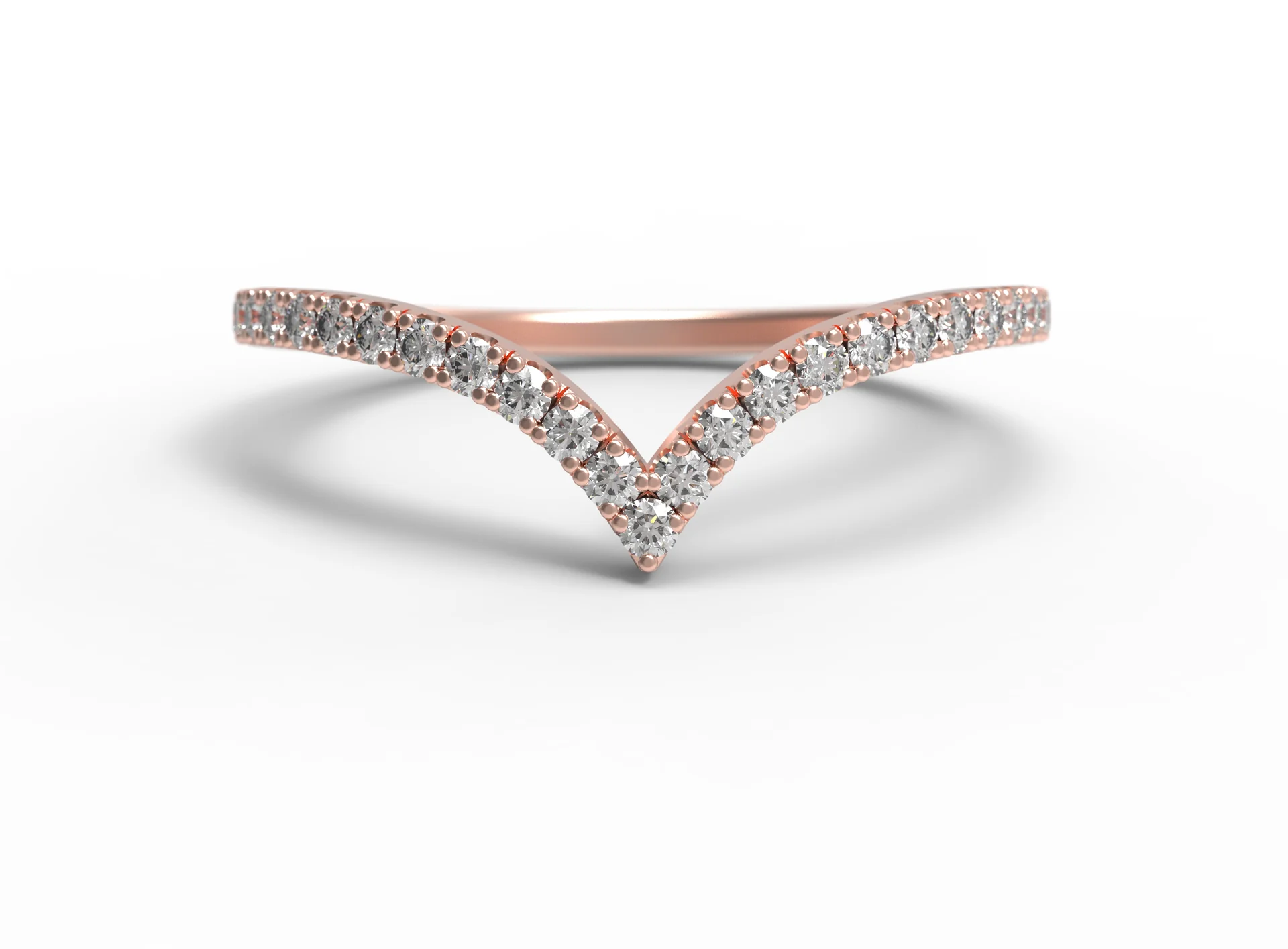 Elegant Mia Diamond Chevron Band Ring - 14K Gold or Sterling Silver Stackable Wedding Band for Women - Perfect for Anniversaries, Engagements & Everyday Wear