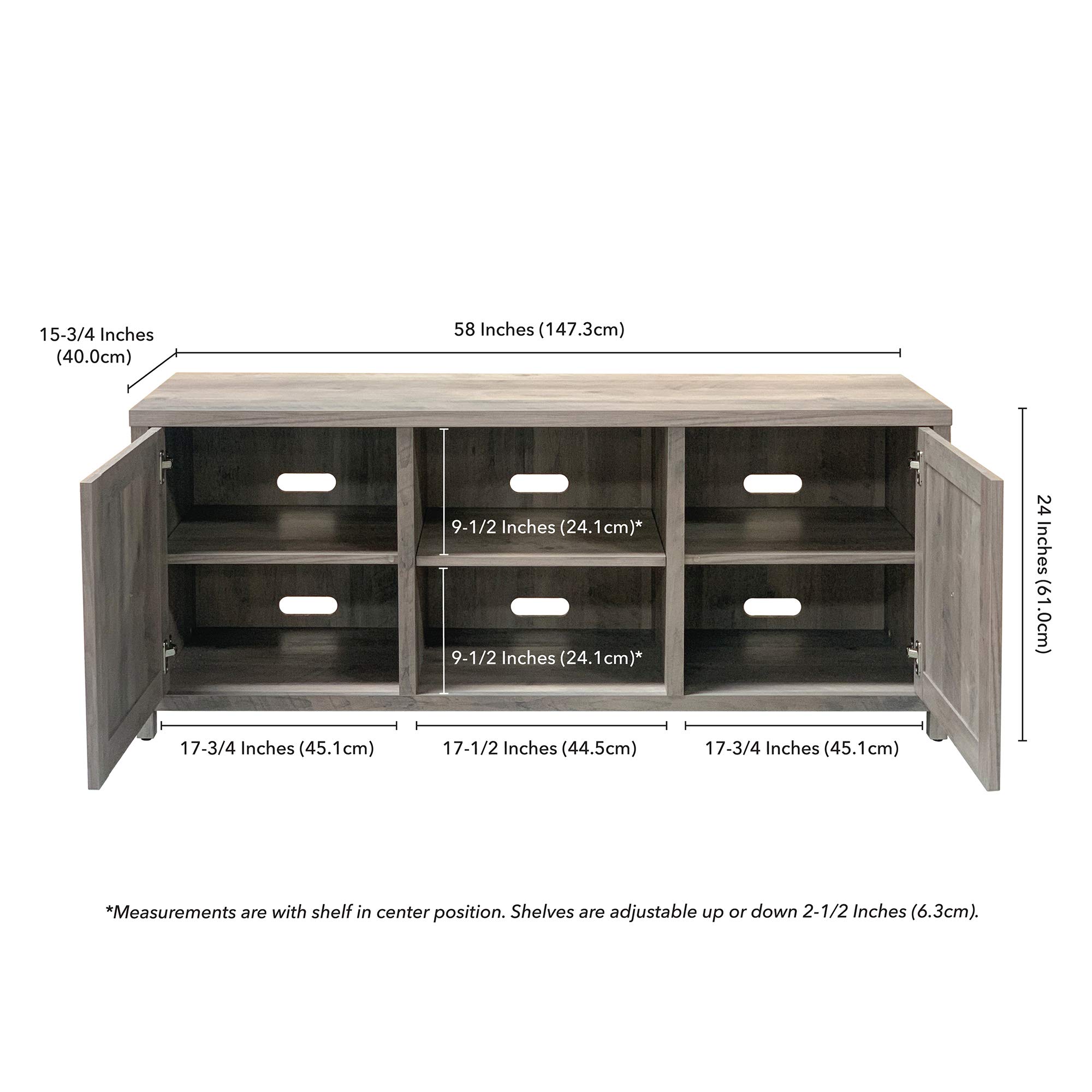 Henn&Hart 65 Inch TV Stand in Gray Oak - Modern Rectangular Entertainment Center for Living Room, Perfect for TVs up to 65 Inches - Ideal for Home Theater Setup and Living Room Decor