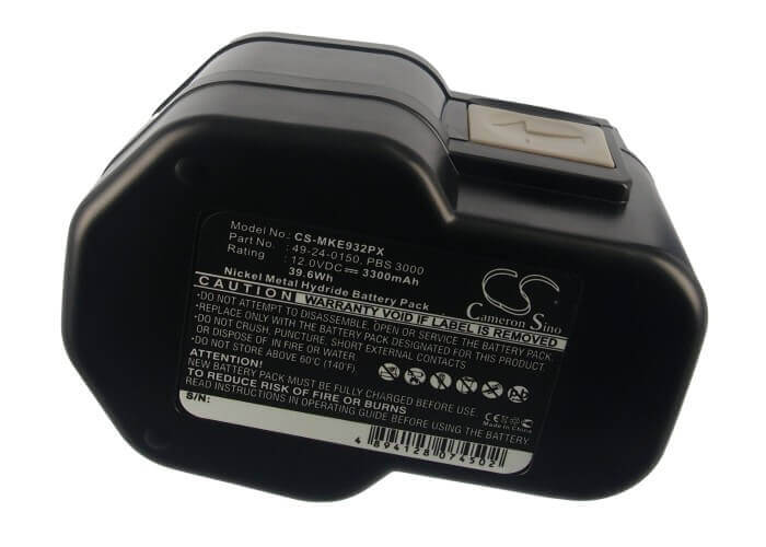 12V 3300mAh NiMH Replacement Battery for Milwaukee Power Tools - Compatible with Models 4 932 367 904, 0502 23, 0502 25 - 39.6Wh High Capacity Battery Pack - Perfect for Drills, Saws & Other Cordless Power Tools