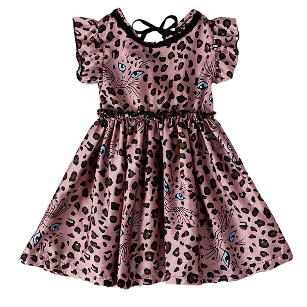 Girls Leopard Print Summer Dress - Toddler Casual Princess Ruffled Dress for Baby & Kids | Perfect for Beach, Party & Outdoor Play