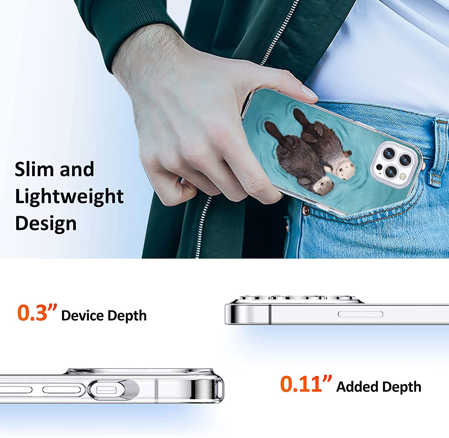 Cute Funny Sea Otter Oil Painting Clear TPU Case for iPhone 13 - Shockproof Slim Soft Protective Cover for Women & Men - Perfect Gift Idea for Nature Lovers & Phone Accessories Enthusiasts