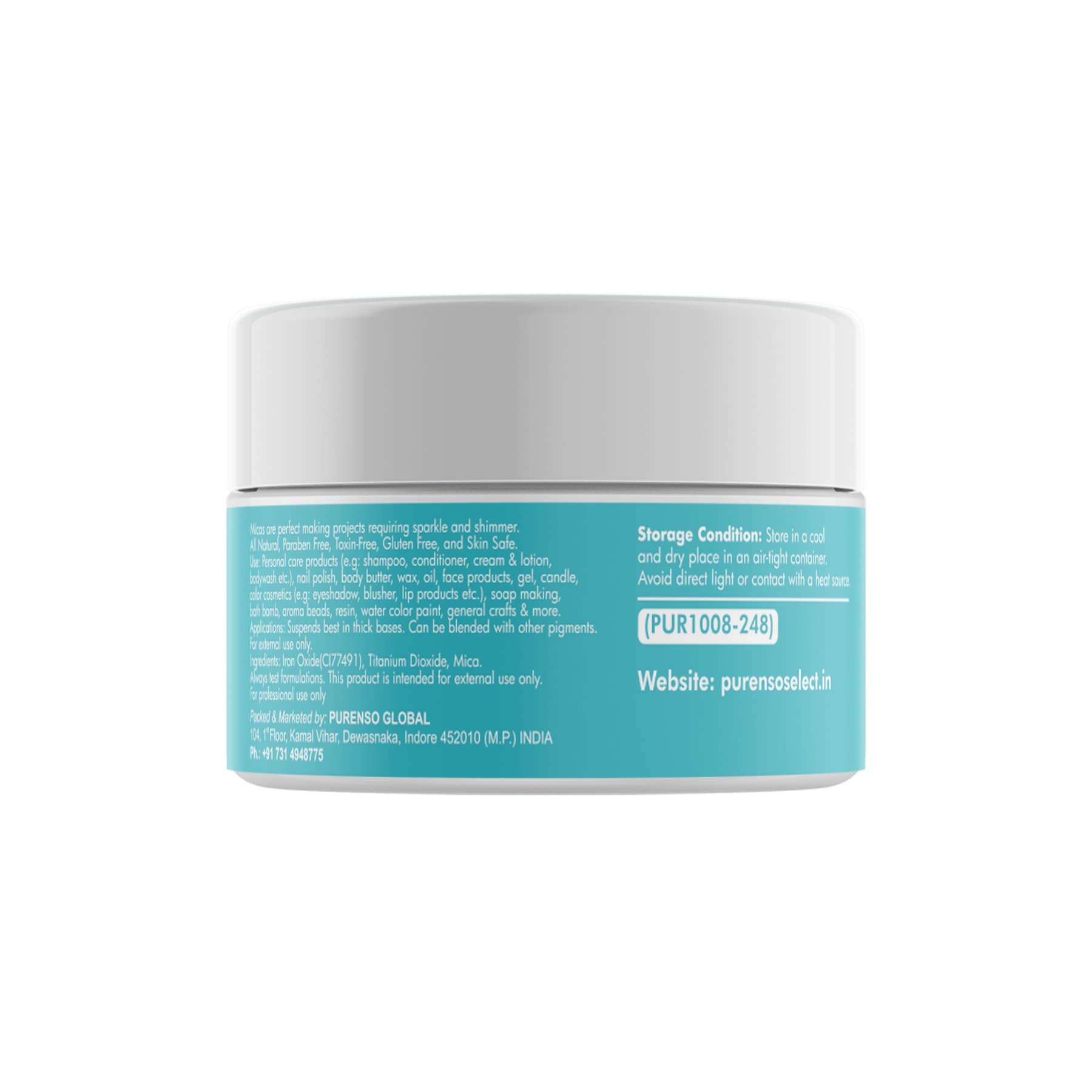 Purenso Select - Natural Turquoise Mica Powder (10g) | Premium Cosmetic Grade Pigment for DIY Soap Making, Candle Crafting, Lip Gloss, Nail Art, Bath Bombs & Resin Jewelry | Vibrant Color for Arts & Crafts Projects