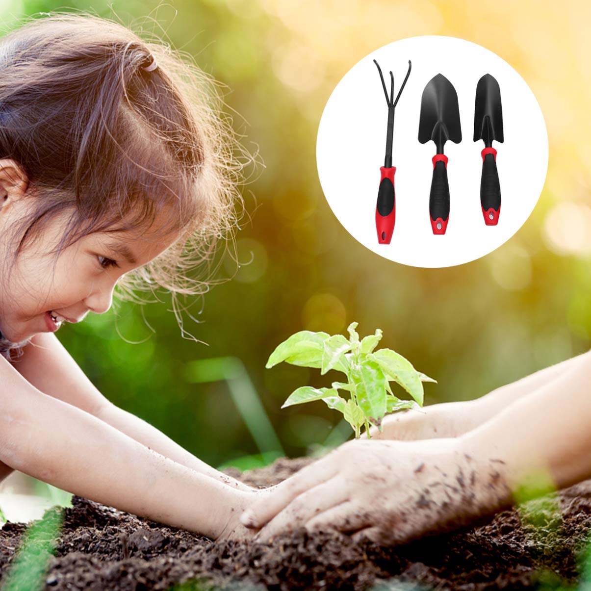 Hemoton Kids Gardening Tools Set - Dual Purpose Flower Shovel & Rake for Toddlers | Durable Child-Safe Garden Tools Kit for Outdoor Planting, Flower Beds & Backyard Activities