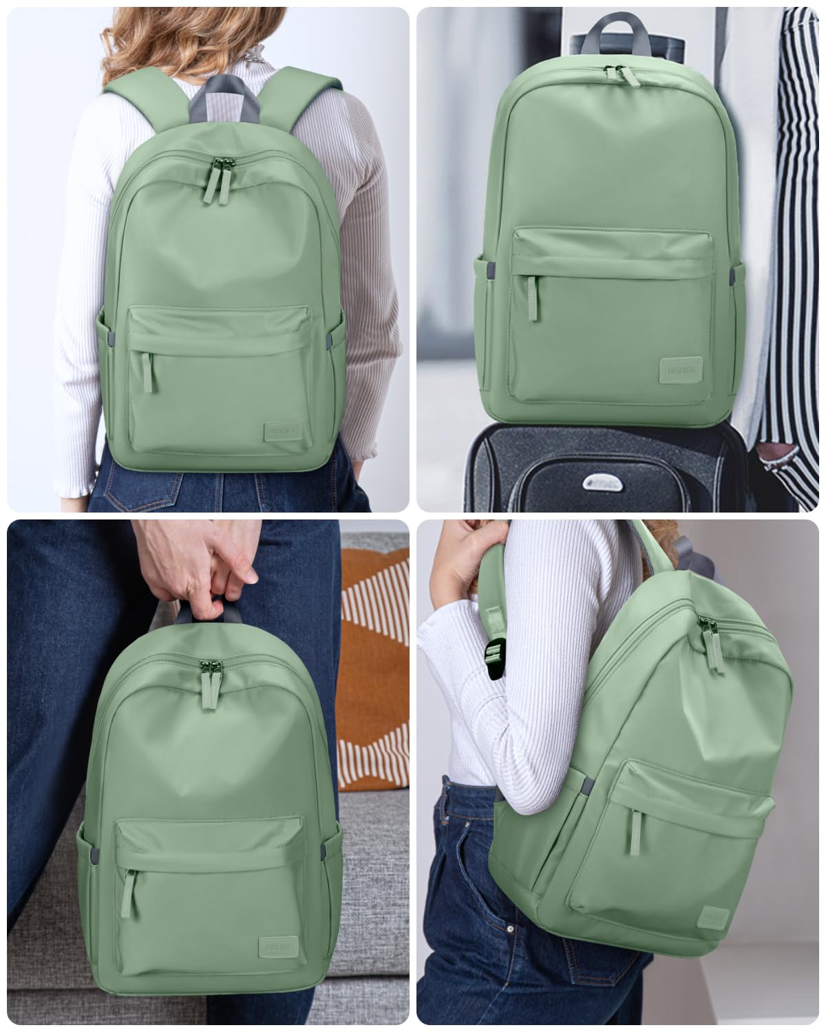 HOMIEE Lightweight Stylish Casual Backpack - Water-Resistant Laptop Backpack for Men & Women - Perfect for Travel, School, Work & Everyday Use (Green)