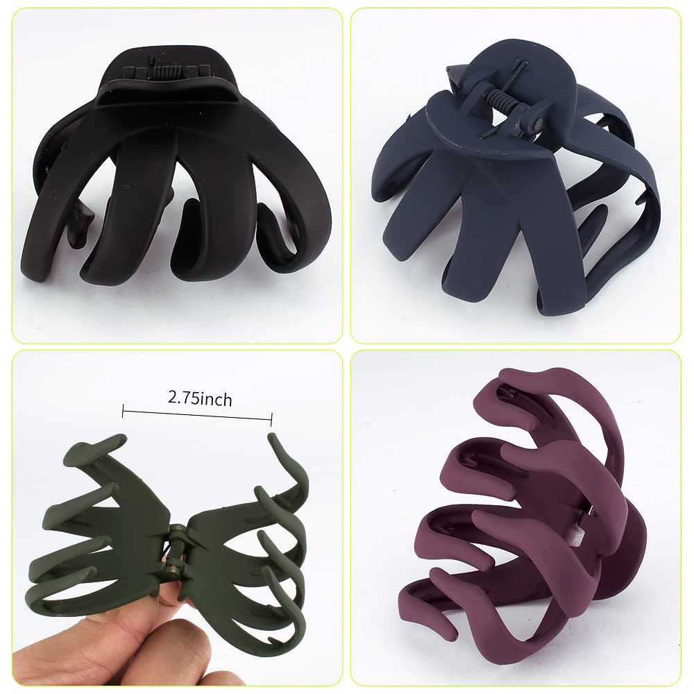 Large Octopus Matte Jumbo Hair Clips for Thick Hair - 5 Piece Set (3.15 Inch) Cute Giant Jaw Clips for Women | Perfect for Updos, Ponytails & Styling Thick Hair