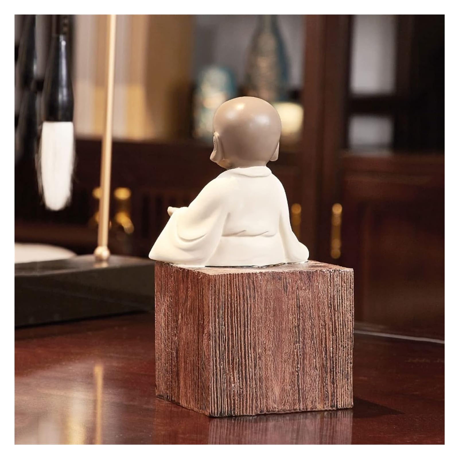 Zen Monk Bookends - Unique Buddhist Decor Book Stands for Shelves, Non-Skid Book Holder for Home Office & Meditation Room Decor