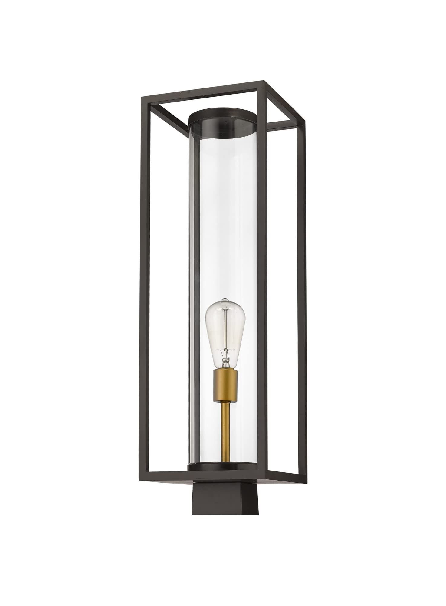 Z-Lite 584PHBS-DBZ-OBS 1-Light Outdoor Post Mount Light Fixture in Brass Finish - Perfect for Porch, Garden, and Pathway Lighting