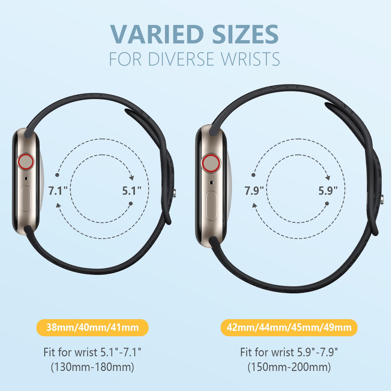 Maledan Soft Silicone Replacement Band for Apple Watch Series 10/9/8/7/6/5/4/3/SE - Stylish Sport Bracelet Compatible with 38mm/40mm/41mm/42mm/44mm/45mm/46mm iWatch - Perfect for Workouts, Running & Everyday Wear
