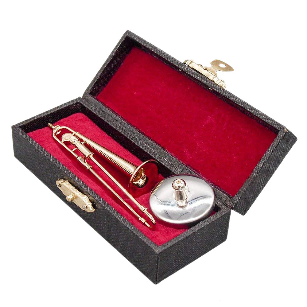 1/12 Scale Miniature Trombone - Realistic Dollhouse Musical Instrument Accessory for Collectors & Model Train Scenes - Perfect for Miniature Displays, Dioramas & Dollhouse Decor