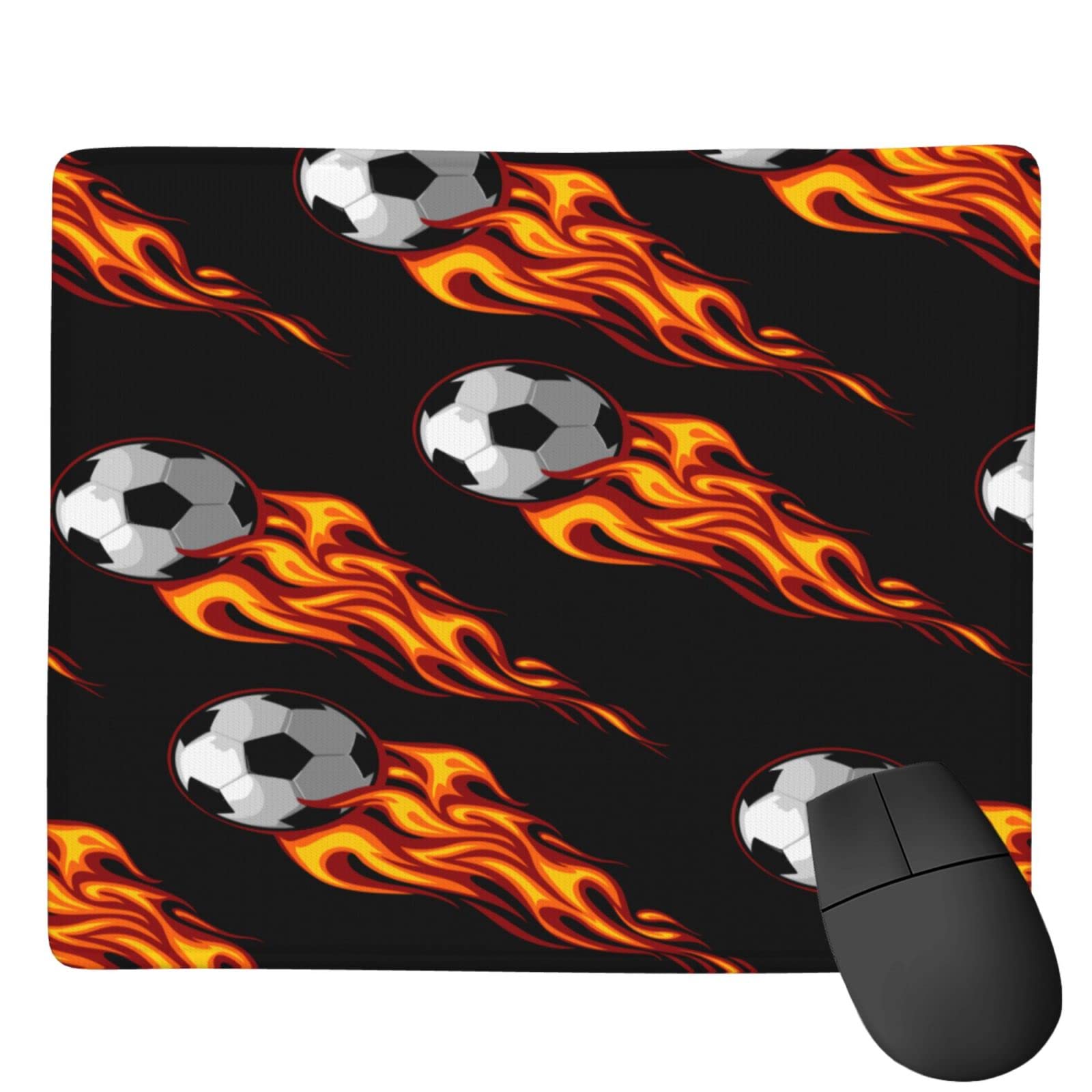 Flame Football Design Mouse Pad - Waterproof, Non-Slip Rubber Base Gaming Mousepad for PC, Laptop & Office Use (7x9 Inches) - Perfect for Gamers, Workstations & Home Office Setups