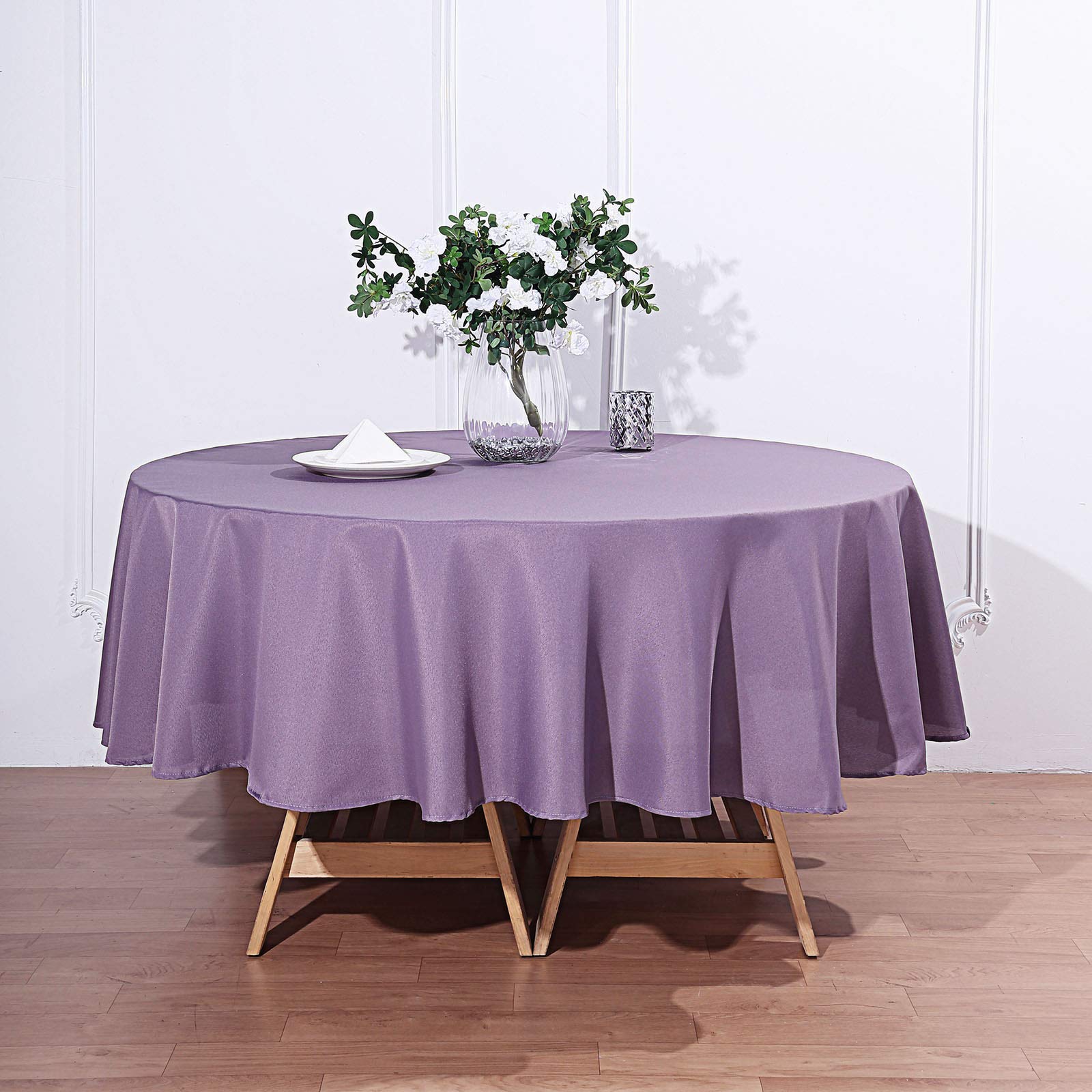 90 Inch Round Amethyst Polyester Tablecloth - Elegant Party & Wedding Table Cover for Banquet, Holiday Dinner, and Special Events