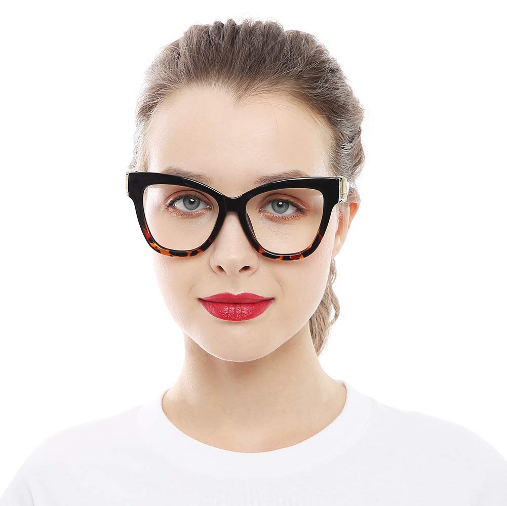 SOOLALA Blue Light Blocking Reading Glasses with Shiny Rhinestones - Stylish Butterfly Frame Computer Glasses for Women, Perfect for Office Work, Screen Time & Night Reading