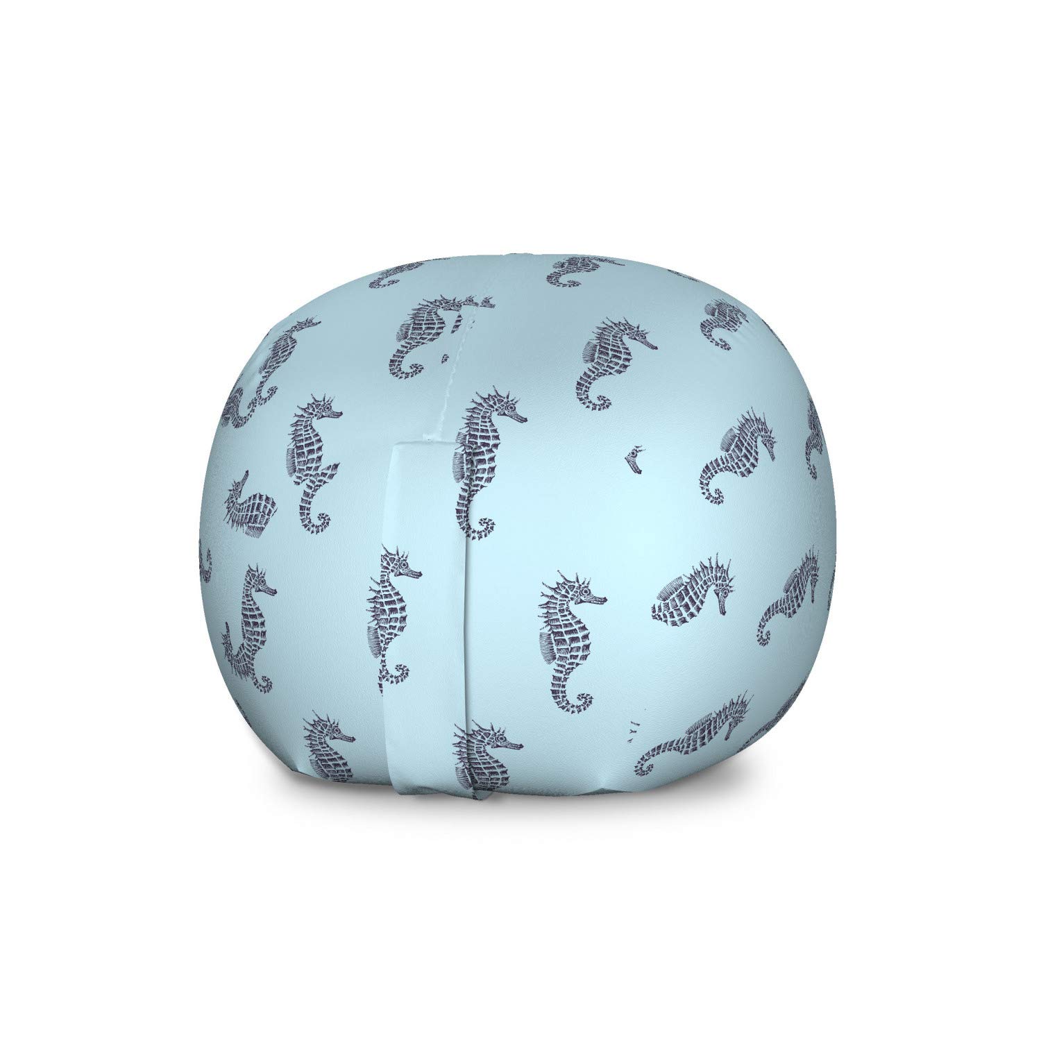 Ambesonne Seahorse Storage Toy Bag Chair - Vintage Tropical Aquatic Theme Stuffed Animal Organizer, Large Washable Pale Blue Indigo Bag for Kids' Room, Nursery, or Playroom Decor