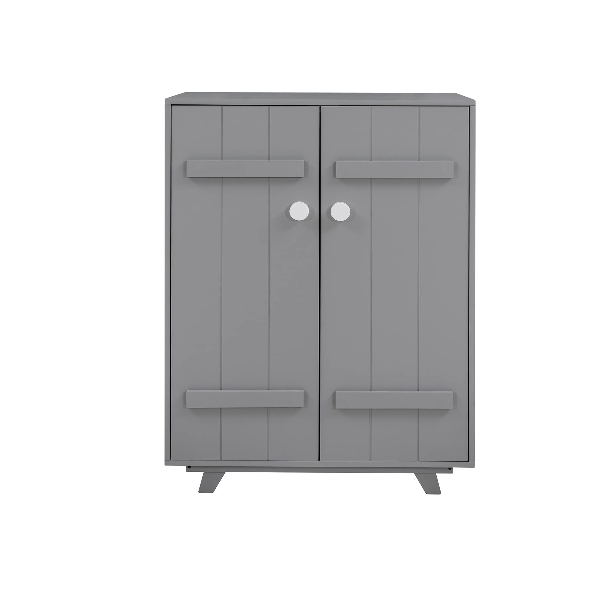 Wooden Kids Wardrobe with Hanging Rod - 2 Door Storage Cabinet for Boys & Girls, Cute Gray Closet Organizer for Children's Room | Perfect for Bedroom, Nursery & Playroom Storage