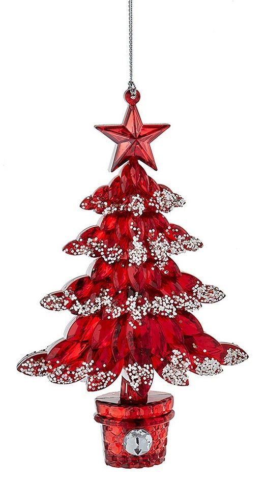 6.3 Inch Red and Silver Christmas Tree Ornament - Elegant Holiday Decor for Xmas Tree, Home, Party, and Festive Gift Giving