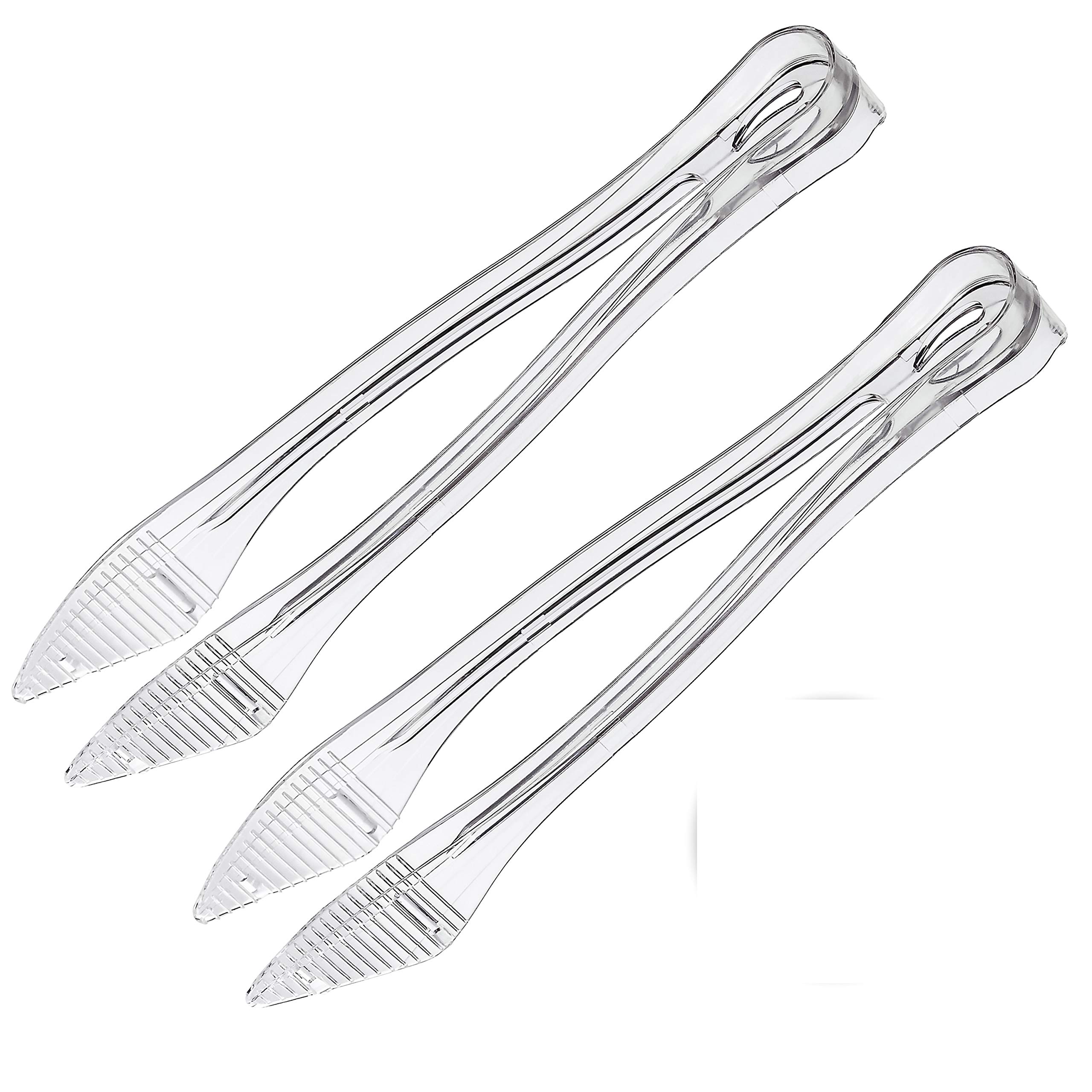 Premium Plastic Serving Tongs - Heavy Duty Disposable Utensils (12-Pack) for Parties & Catering