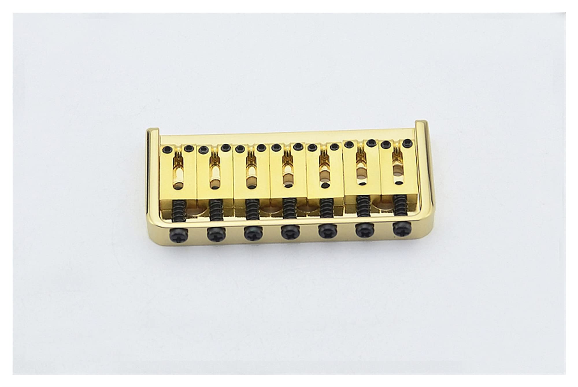 7-String Electric Guitar Bridge Saddle Set - Stainless Steel Fixed Bridge with Gold Tailpiece for Enhanced Tone & Sustain | Perfect for Metal, Rock & Studio Recording