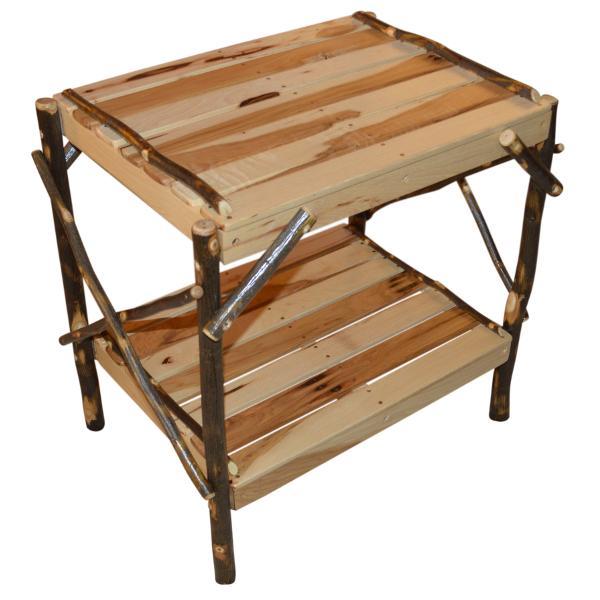 Stylish Hickory End Table for Living Room - Rustic Wood Side Table with Storage Shelf - Perfect for Small Spaces, Bedroom, or Office Decor