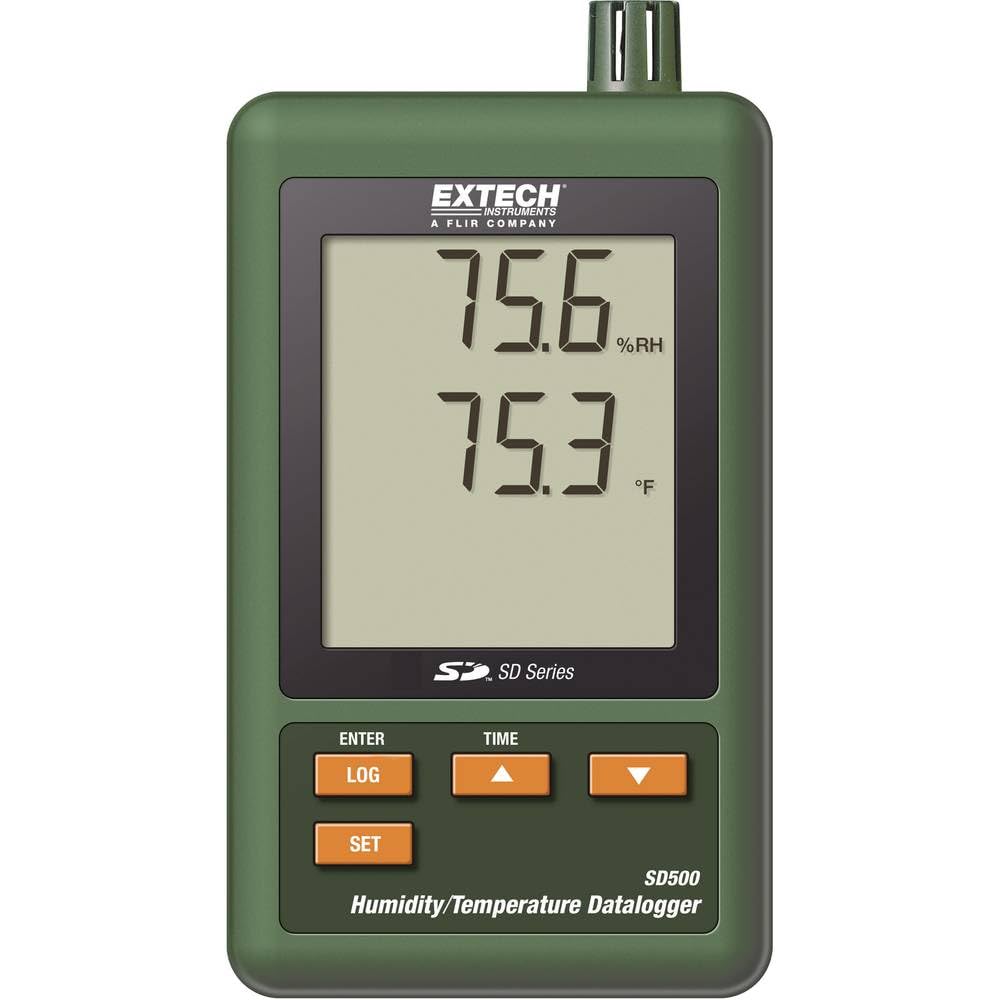 Extech SD500 Digital Humidity and Temperature Data Logger with LCD Display - Monitor Indoor Climate for Greenhouses, Labs, and Storage Rooms