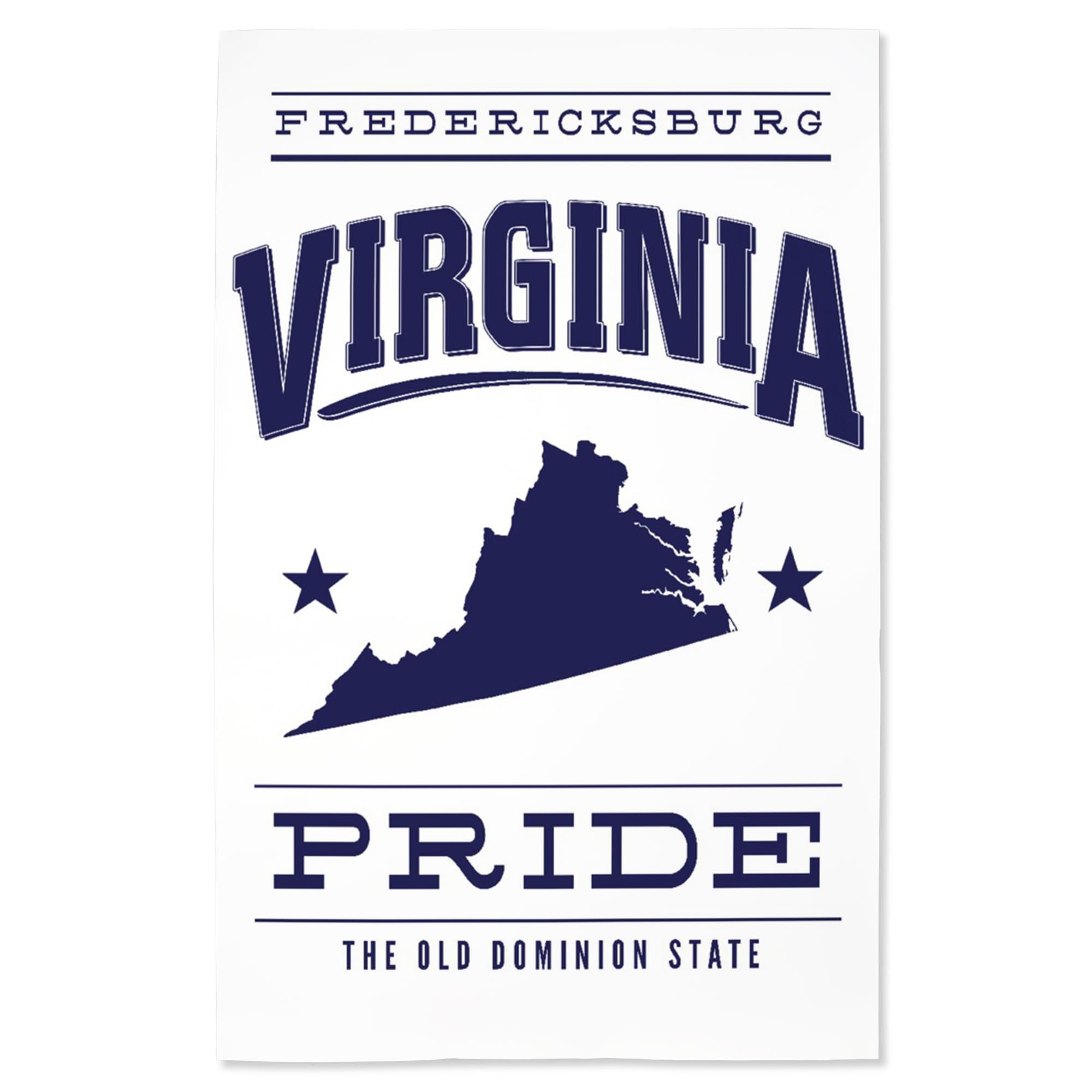 Lantern Press 16x24 Inch Giclee Art Print - Fredericksburg Virginia Landscape Wall Decor - Blue on White State Pride Poster - Perfect for Home, Office & Gift Giving