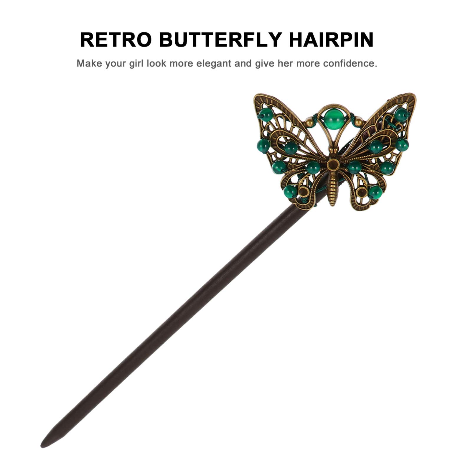 Vintage Butterfly Hair Sticks 2pcs - Chinese Hair Chopsticks for Brides & Weddings