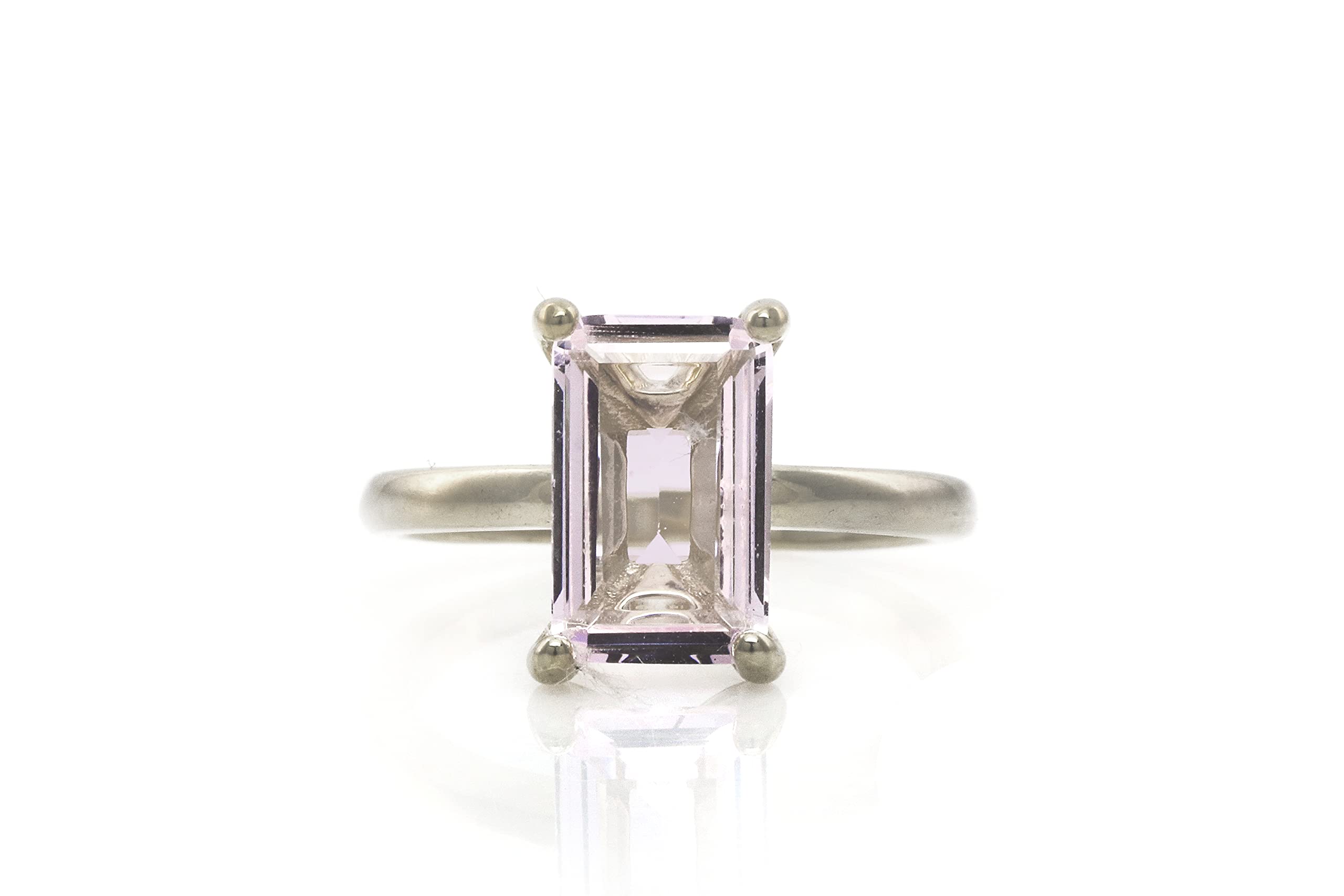14K Rose Gold Handmade Rose Quartz Rectangle Ring for Women - Unique Anemone Design, Perfect for Prom, Birthdays & Anniversaries - Elegant Jewelry Gift with Box (Ideal for Romantic Occasions & Special Celebrations)