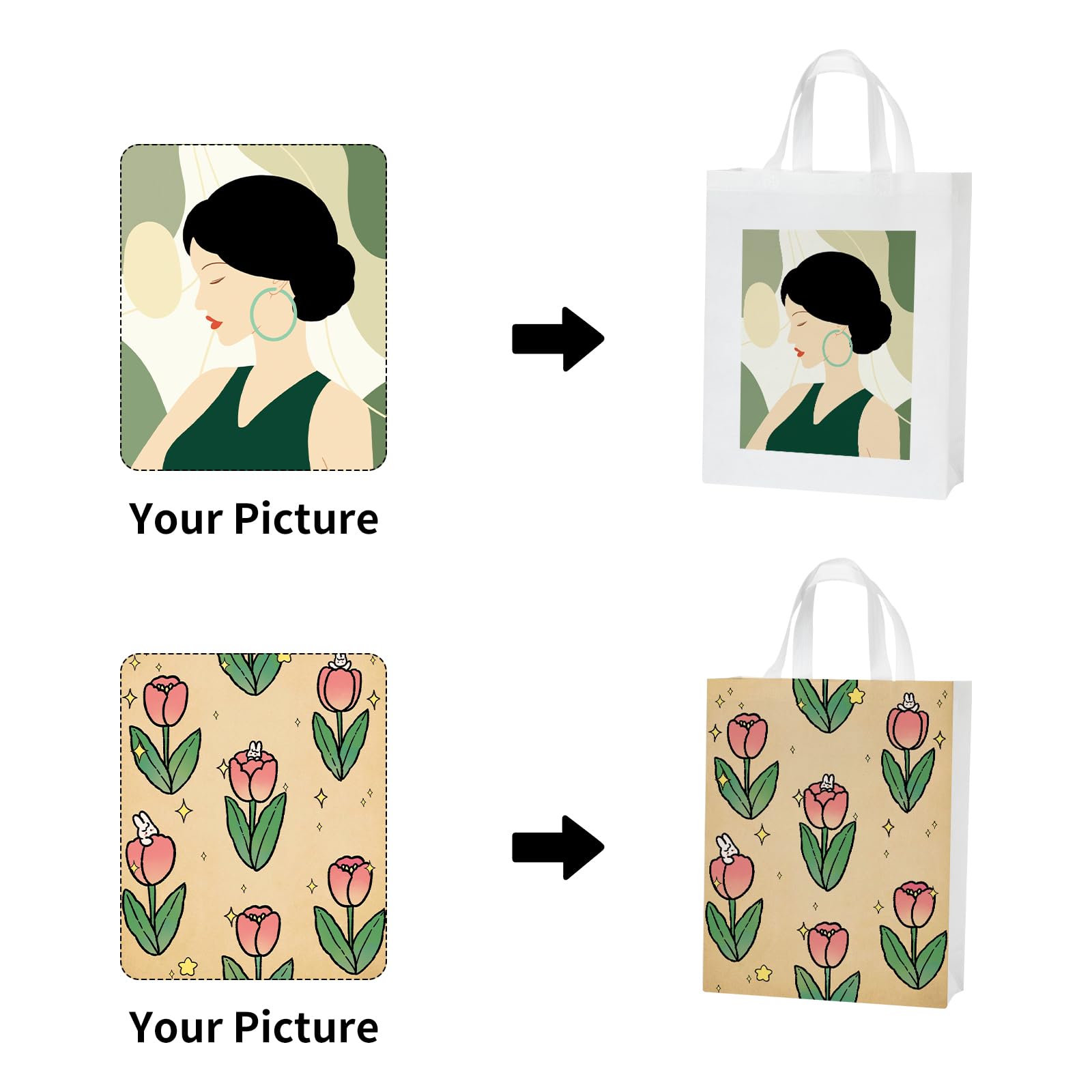 Custom Printed Non-Woven Tote Bags 100pcs - Personalized Reusable Shopping Bags with Strong Handles - Bulk Eco-Friendly Grocery Bags for Promotional Events, Retail Packaging & Travel Accessories - Perfect for Branding, Gift Giving & Sustainable Shopping