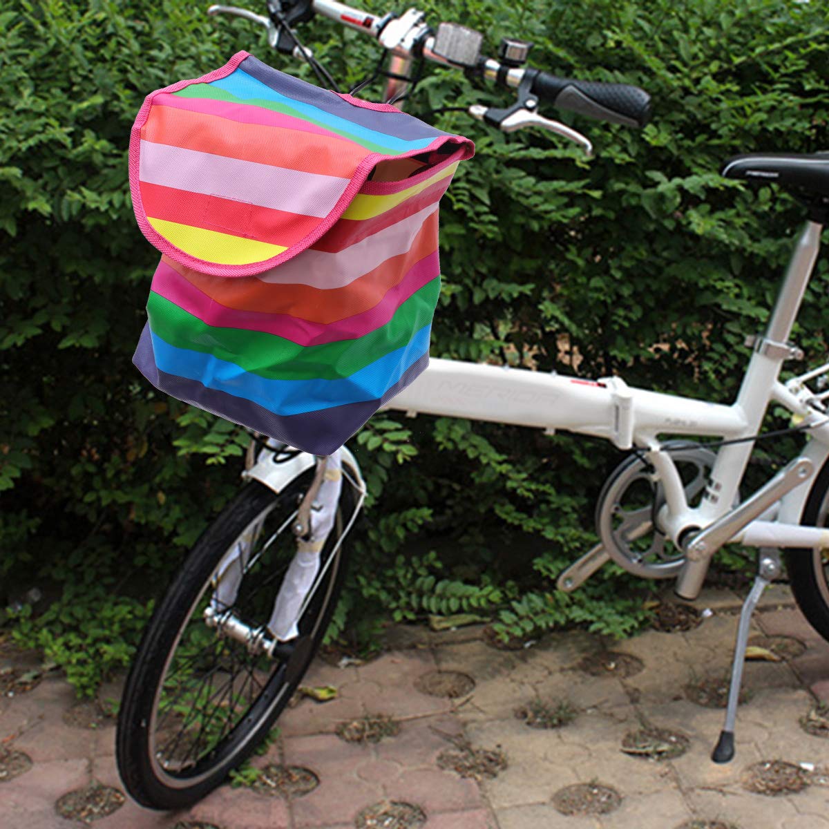 LIOOBO Foldable Removable Bike Basket - Durable Canvas Handlebar Basket for Bicycle, Perfect Pet Carrier for Cats & Dogs - Ideal for Commuting, Shopping, and Outdoor Adventures