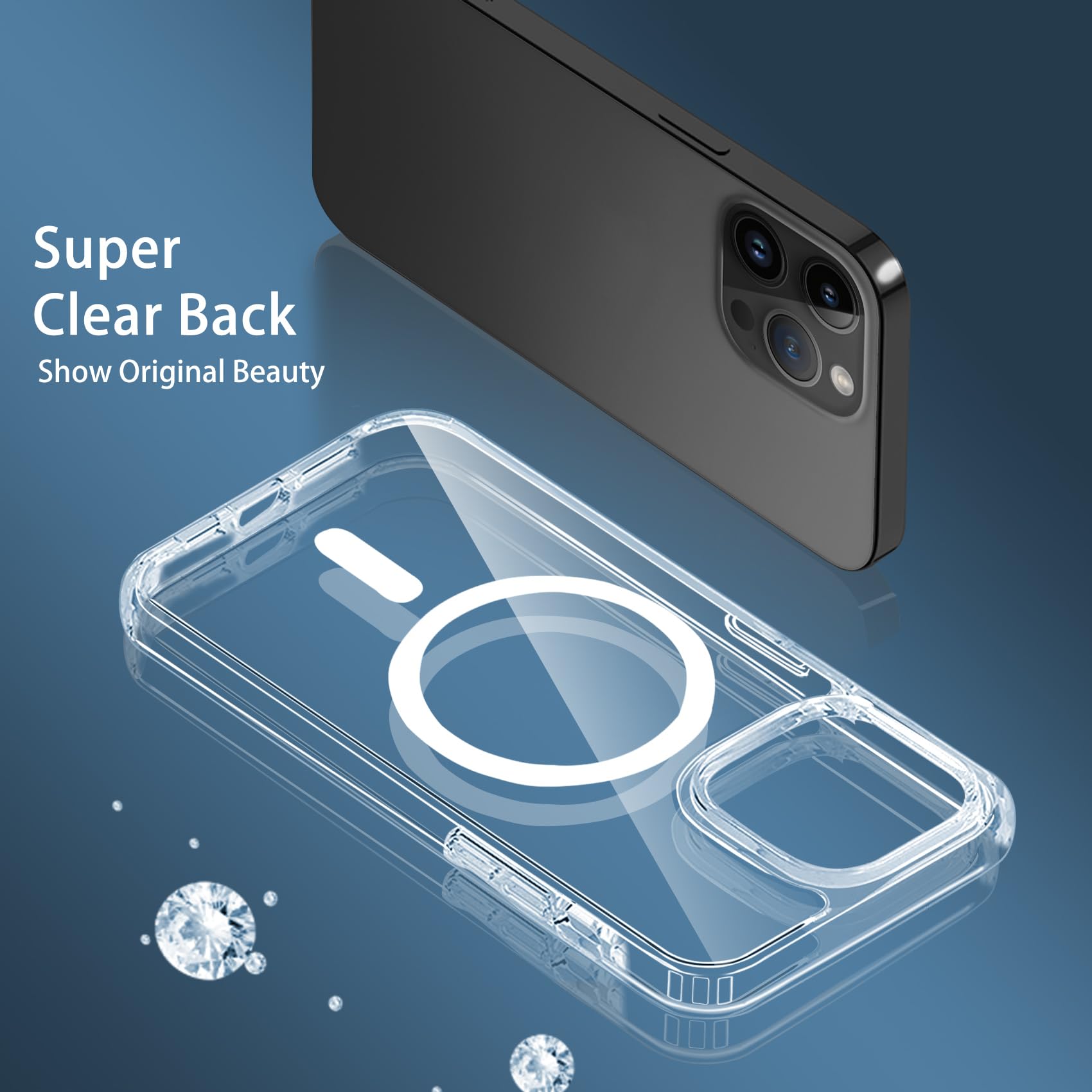 Magnetic iPhone 14 Pro Max Case - Slim Clear Shockproof Protective Cover with MagSafe Wireless Charging | Anti-Scratch Transparent Back | Perfect for Daily Use, Travel & Outdoor Activities