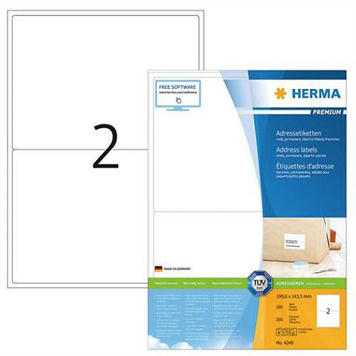 Premium A4 Label Sheets 199.6 x 143.5mm (4249) - Perfect for Shipping, Mailing, Office Organization & Product Labeling