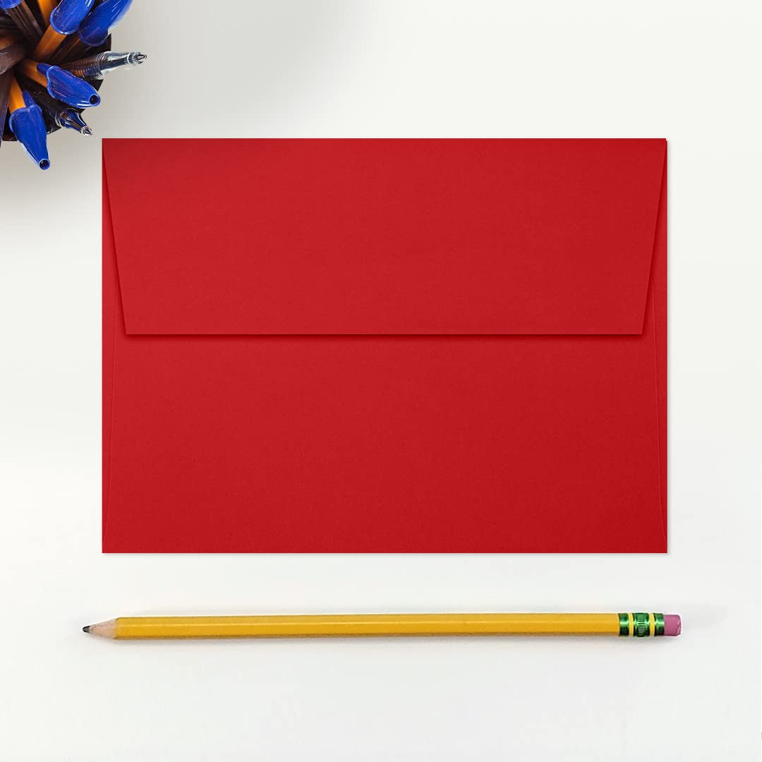 LUXPAPER A7 Printable Invitation Envelopes for 5x7 Cards - 80 lb. Ruby Red, Peel & Press Seal, 1000 Pack (5.25