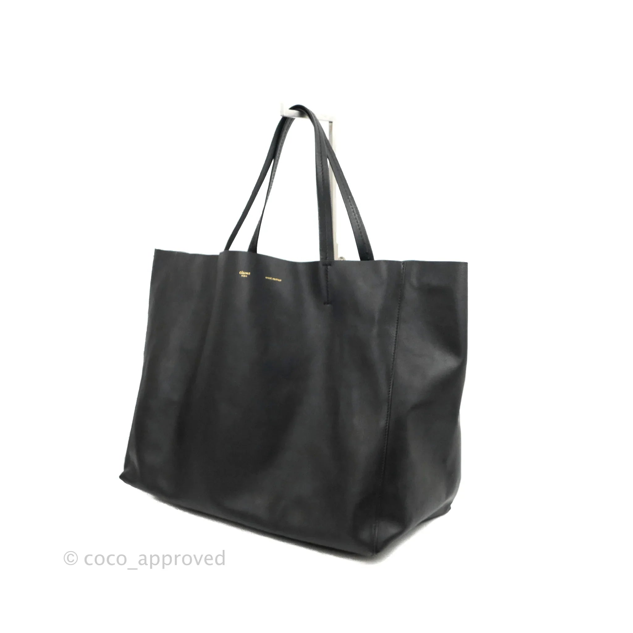 Celine Large Horizontal Cabas Tote Bag in Black Calfskin Leather - Perfect for Work, Travel & Everyday Luxury Handbag