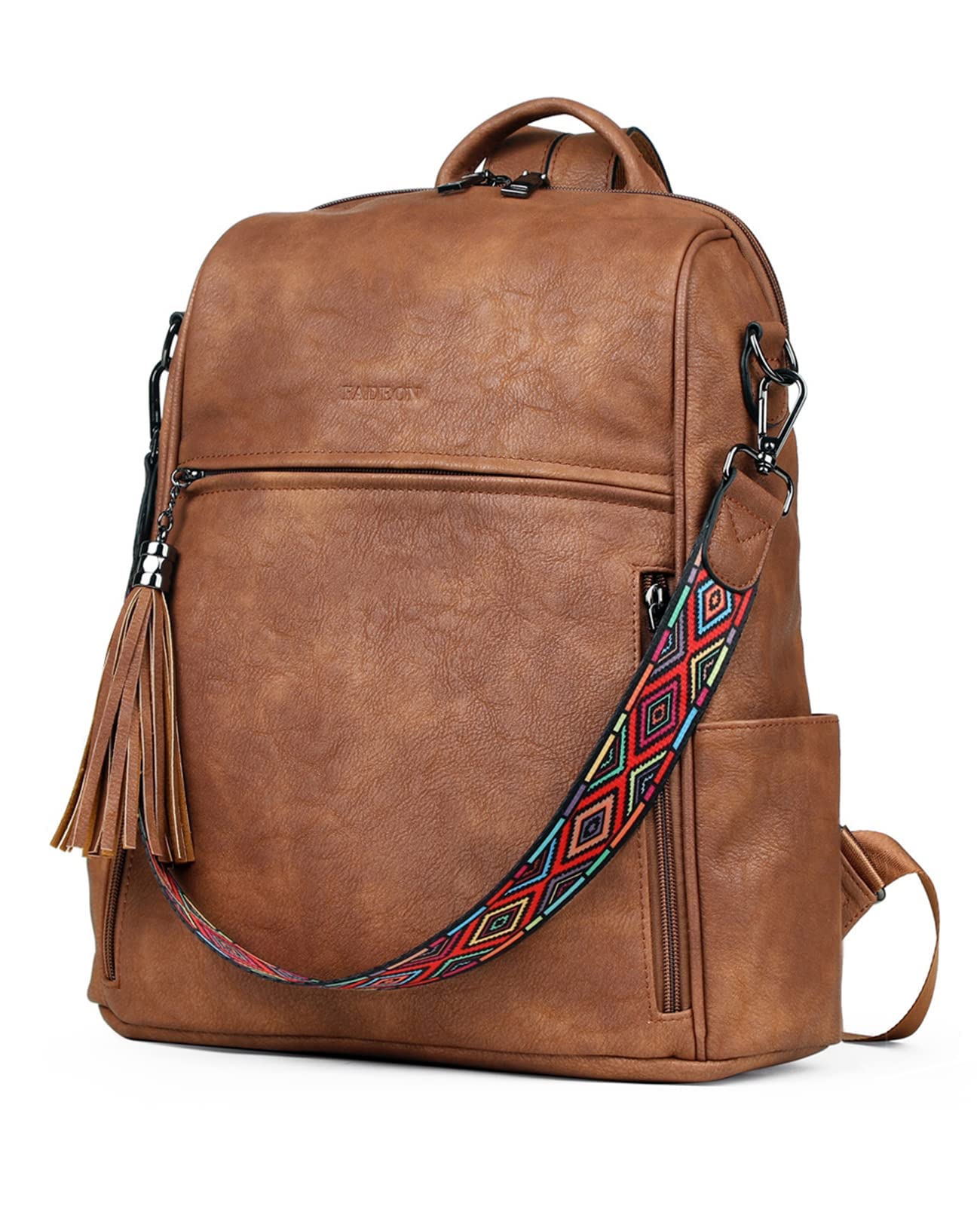 Stylish FADEON Genuine Leather Backpack Purse for Women - Convertible Shoulder Bag & Travel Backpack - Fashionable PU Designer Handbag for Work, School & Weekend Getaways