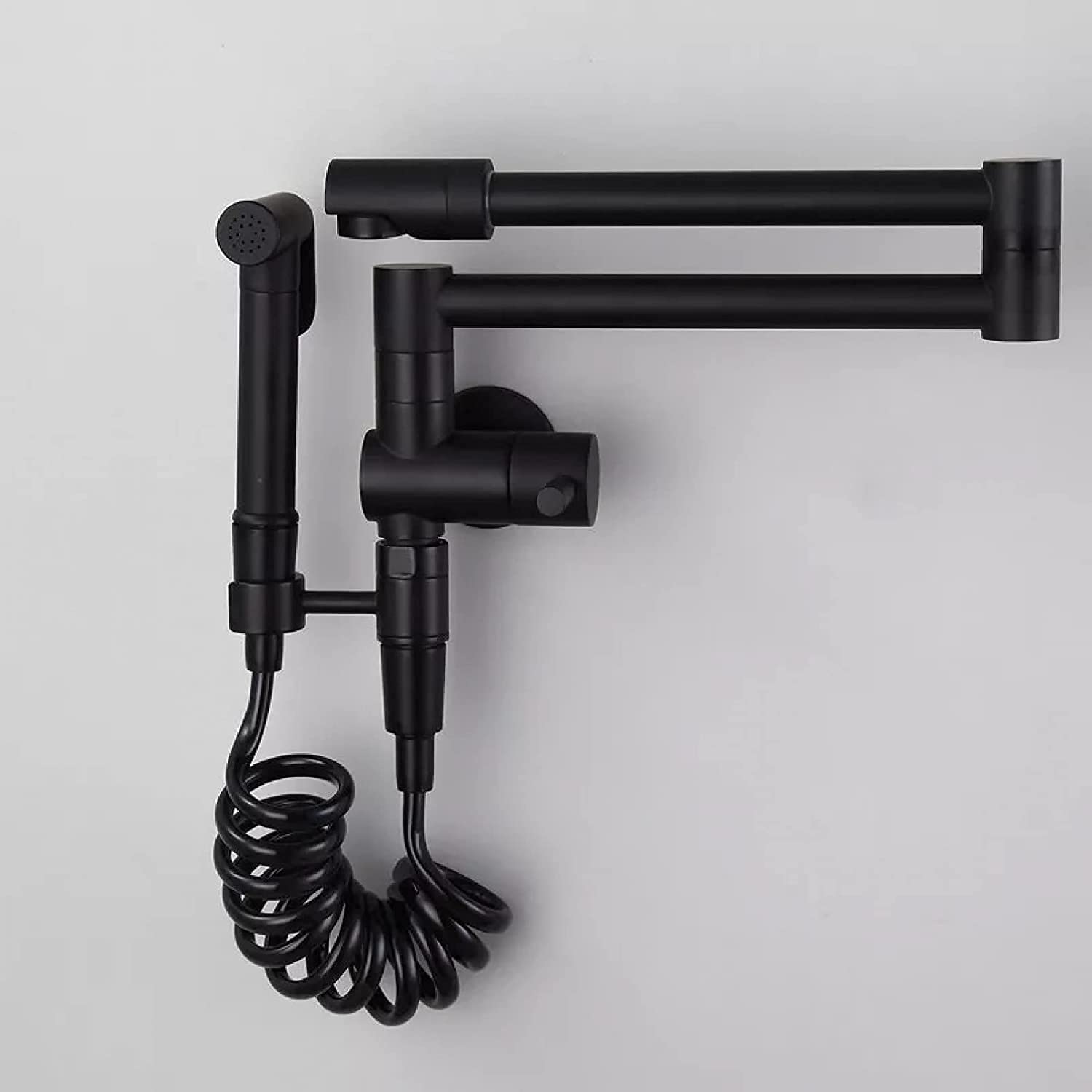 Stainless Steel Kitchen Sink Faucet - Foldable Brass Mixer Tap with Rotating Sprayer for Wall Mounted Installation (Cold Water) - Perfect for Kitchen, Bidet, Mop Sink & Utility Room Use