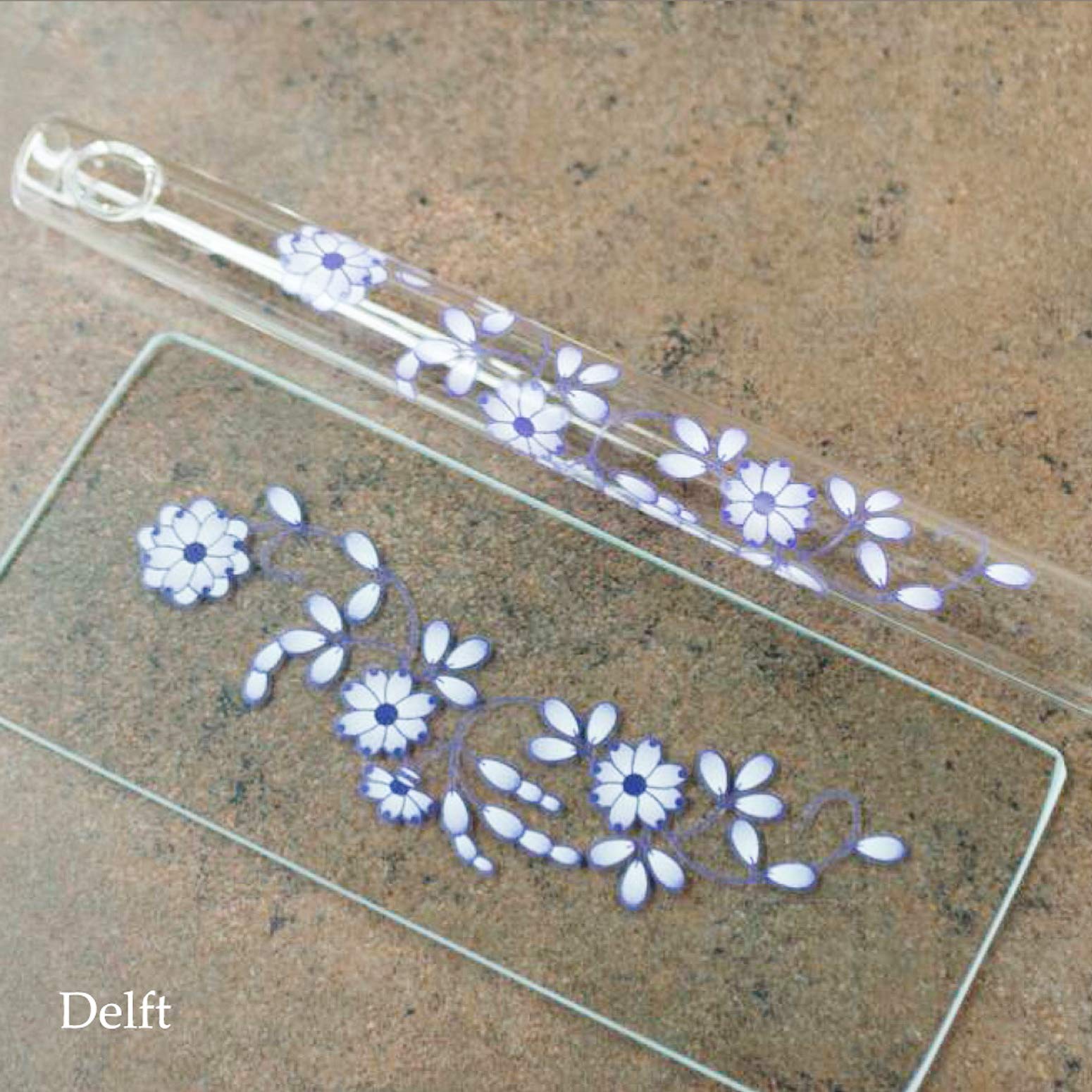 Hall Crystal Flute 22216 - D Key Offset Glass Flute with Blue Delft Design - Perfect for Orchestras, Weddings & Classical Music Performances