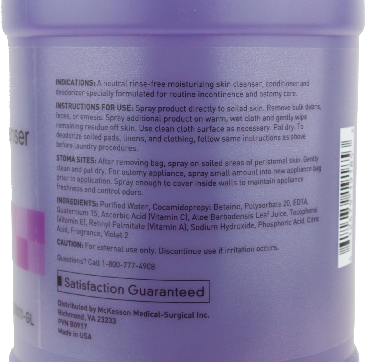 McKesson No-Rinse Peri Wash Cleanser 1 Gallon - for Postpartum & Incontinence Care