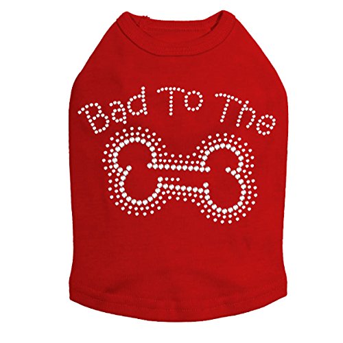 Bad to The Bone Dog Shirt - Red Pet Costume for Small Dogs, Halloween & Christmas Outfit - Cute & Funny Dog Clothes for Parties & Photo Shoots