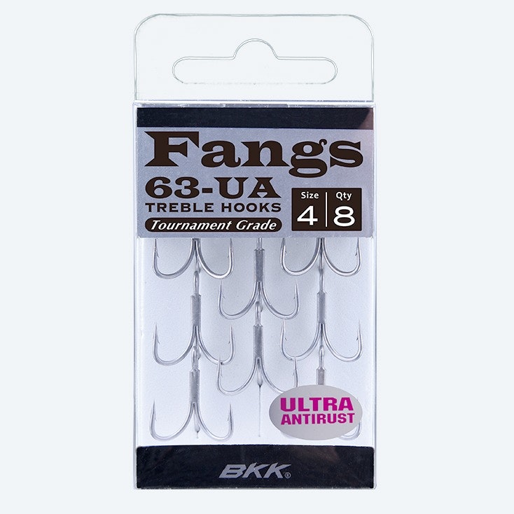 BKK Fangs 63 UA Treble Fishing Hooks - Sharp High Carbon Steel Hooks for Bass, Trout, and Saltwater Fishing - Perfect for Freshwater and Saltwater Angling Adventures