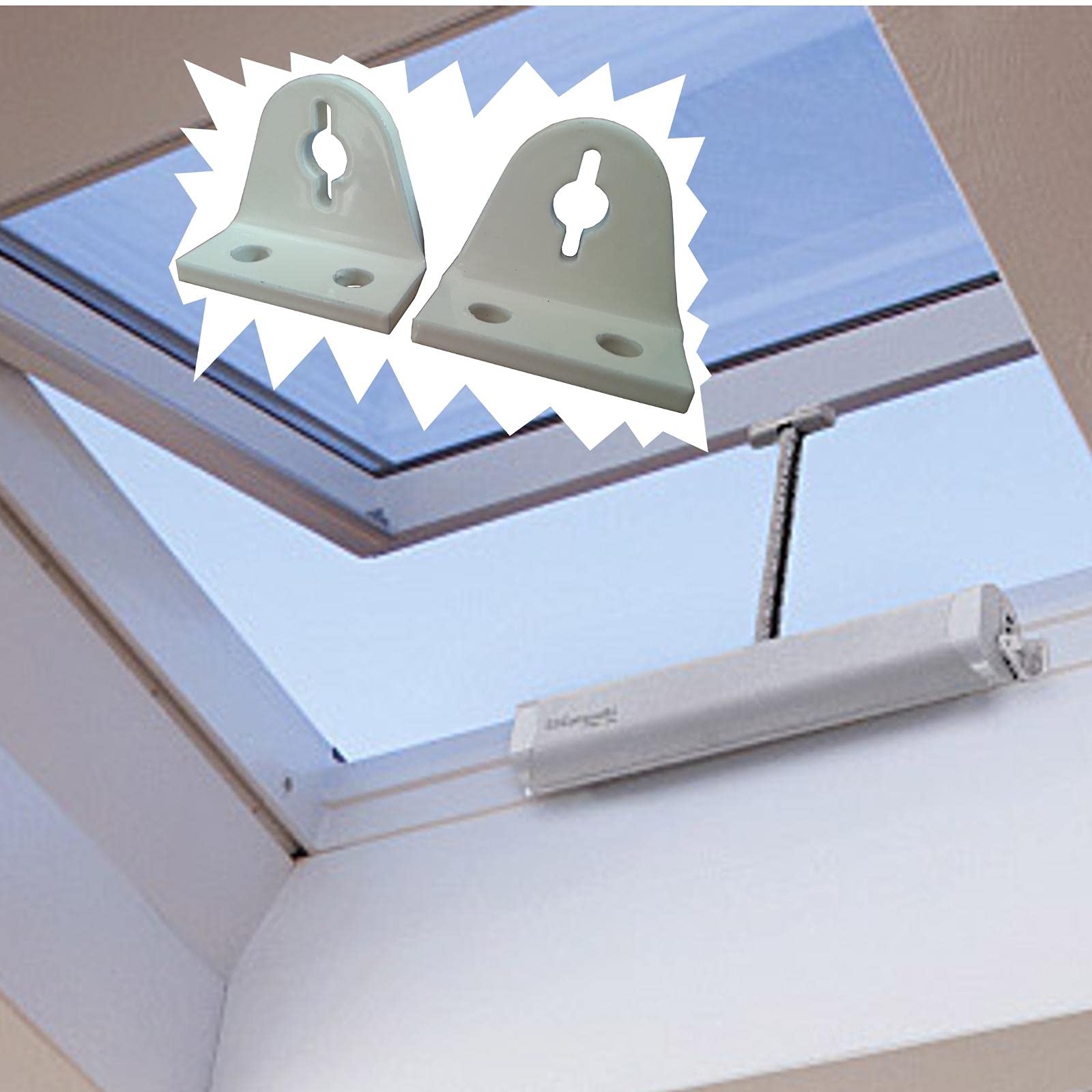 Smart 230V Black Electromechanical Chain Actuator with Mounting Brackets for Skylight, Dome & Shed Windows - Perfect for Home Automation & Smart Roof Ventilation Control